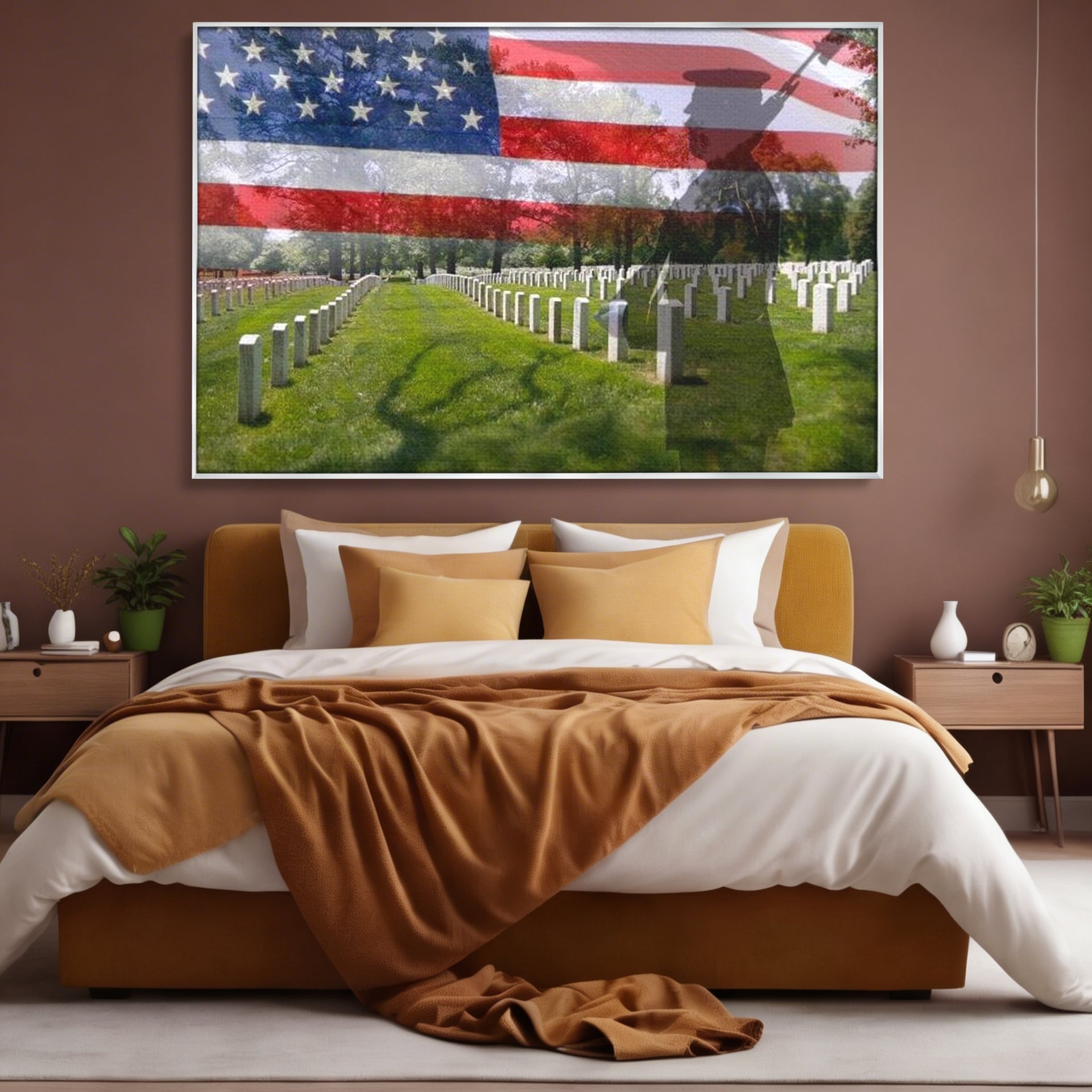 Tablou Canvas Premium, LuxCanva® L1017, Eroi sub Stele, Eroi, Patrie, Onoare, Militar, Soldat, USA, Drapel, Birou, Living, Camera Copii
