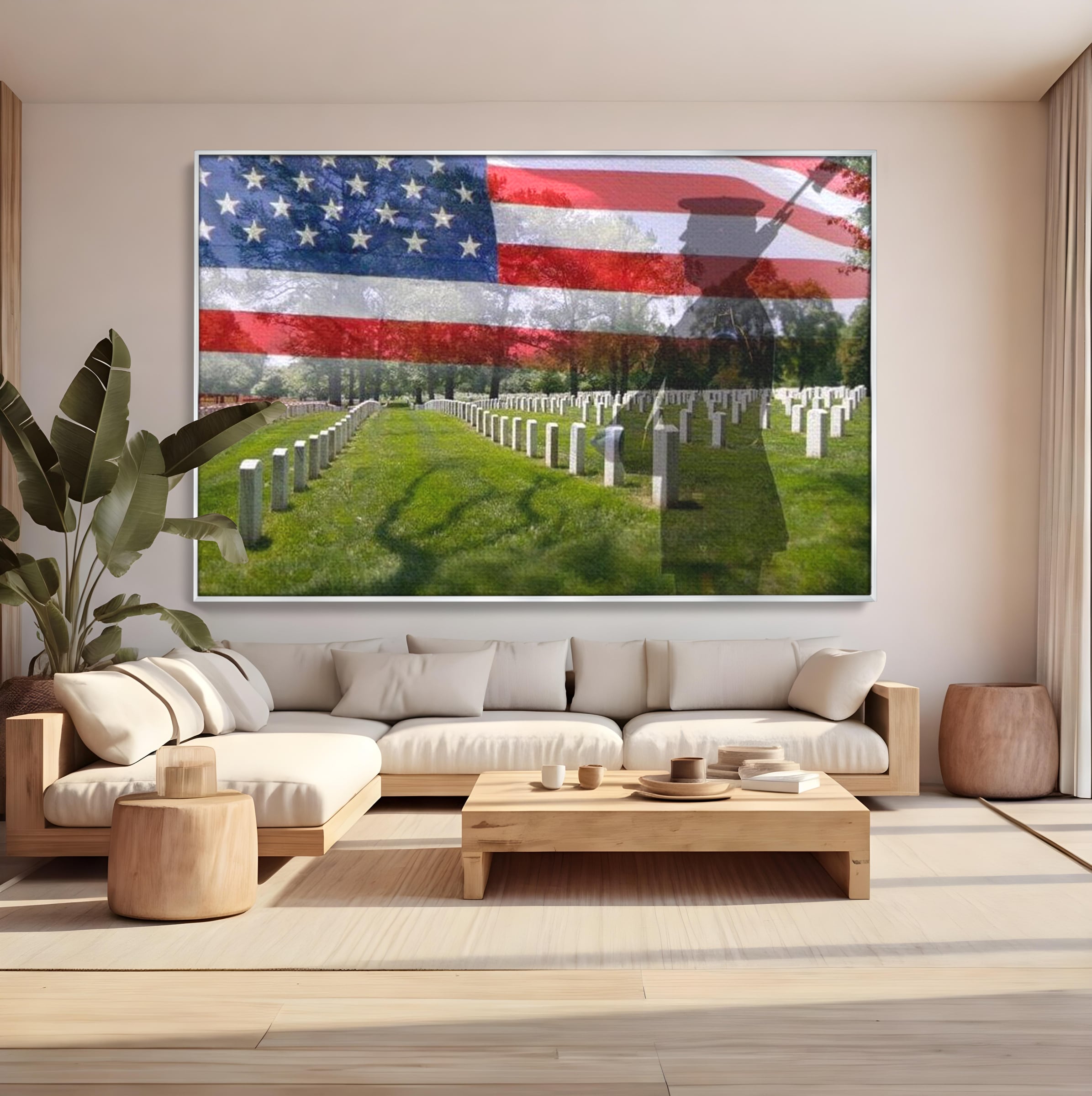 Tablou Canvas Premium, LuxCanva® L1017, Eroi sub Stele, Eroi, Patrie, Onoare, Militar, Soldat, USA, Drapel, Birou, Living, Camera Copii