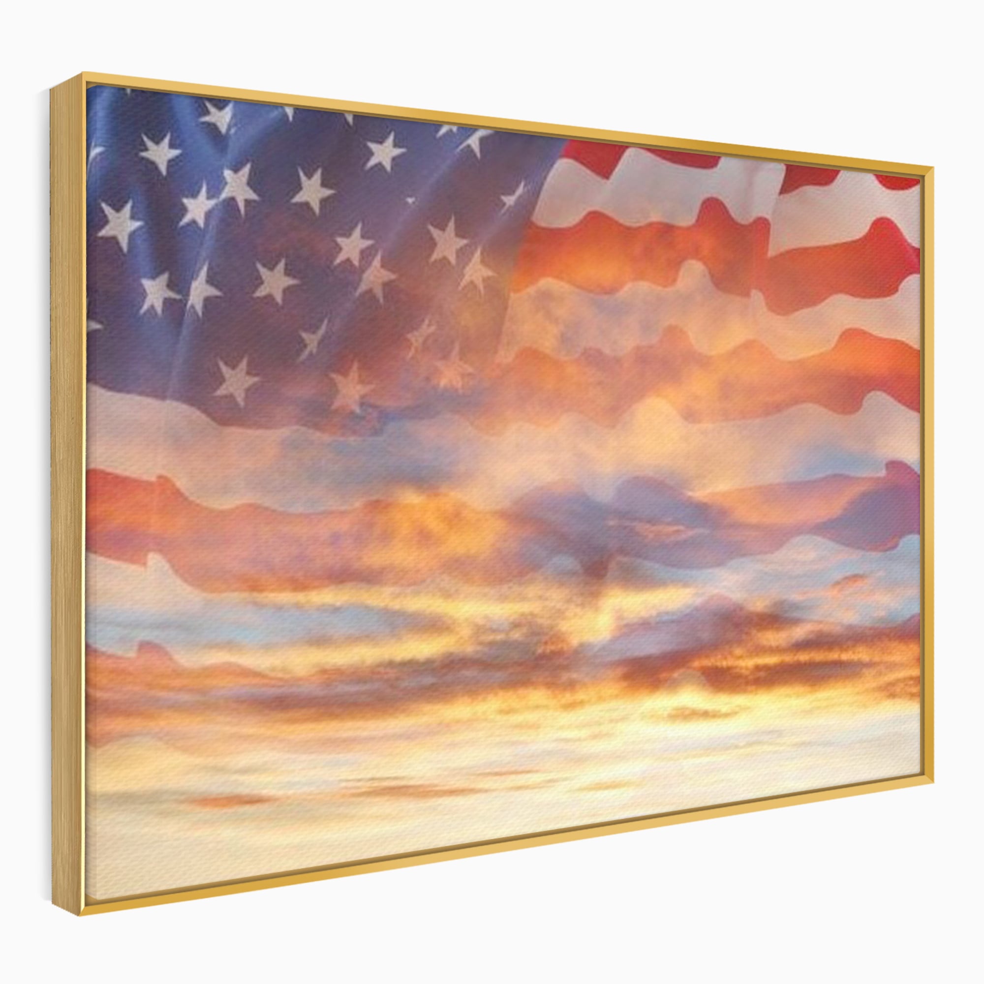Tablou Canvas Premium, LuxCanva® L1018, Apus American, Apus, Cer, Nori, Steag, America, Lumina, Peisaj, Simbol, Natiune, Birou, Living, Camera Copii