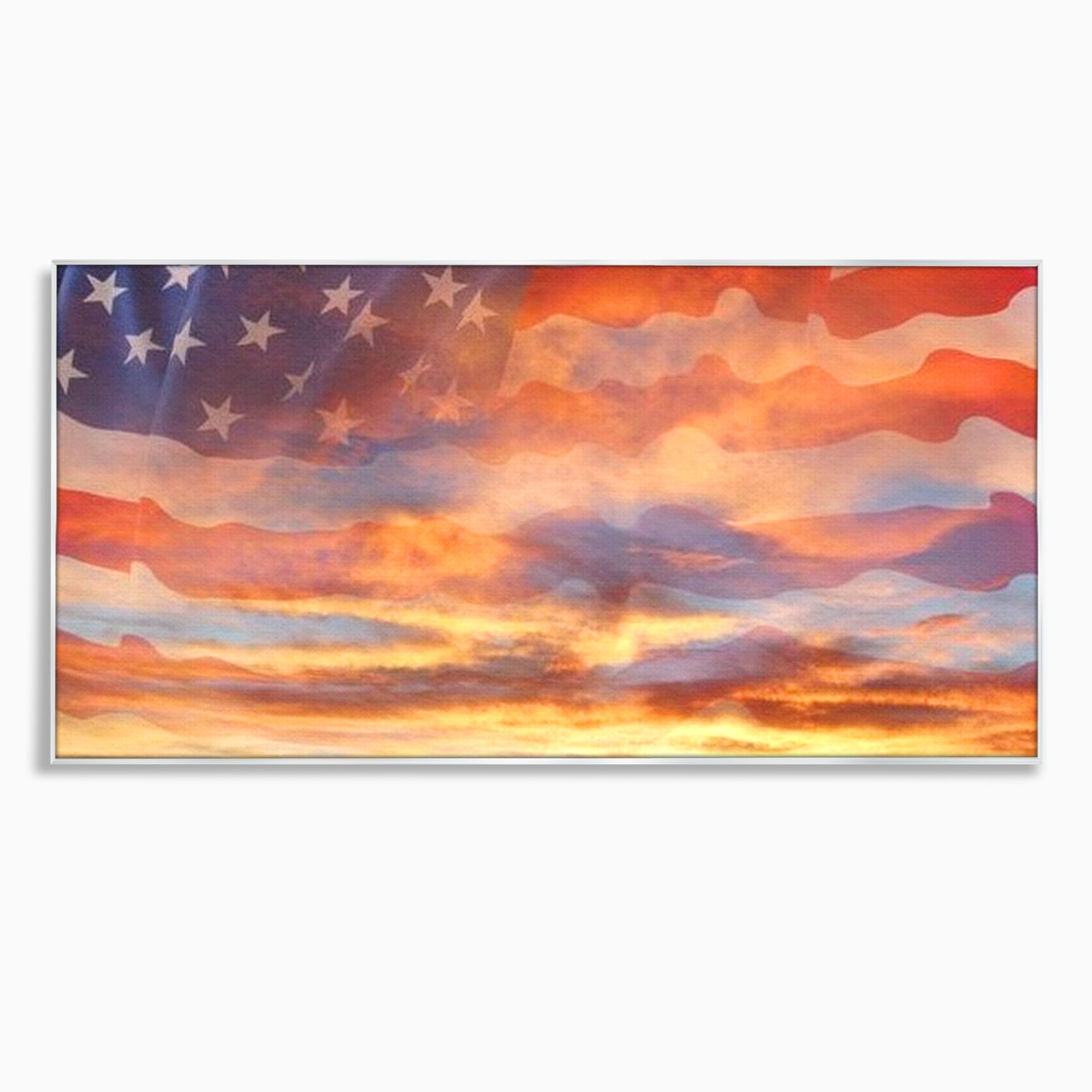 Tablou Canvas Premium, LuxCanva® L1018, Apus American, Apus, Cer, Nori, Steag, America, Lumina, Peisaj, Simbol, Natiune, Birou, Living, Camera Copii