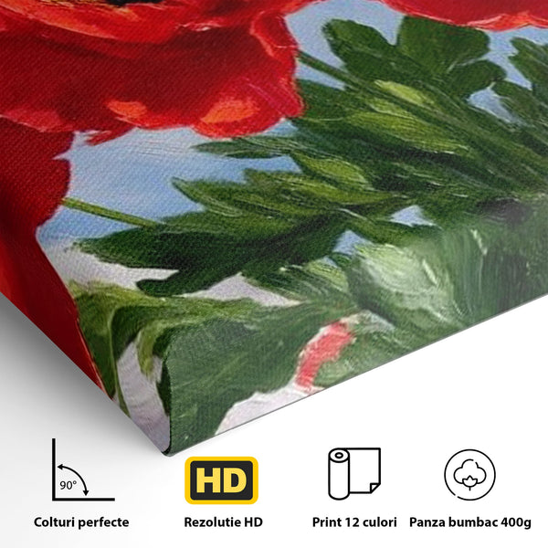 Tablou Canvas Premium, LuxCanva® L1019, Patrie in Petale, Flori, Maci, Petale, Steag, Omagiu, America, Simbol, Natura, Birou, Living, Camera Copii