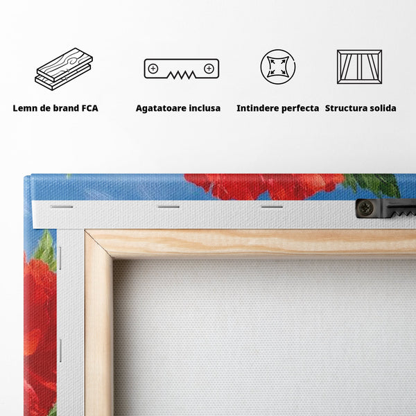 Tablou Canvas Premium, LuxCanva® L1019, Patrie in Petale, Flori, Maci, Petale, Steag, Omagiu, America, Simbol, Natura, Birou, Living, Camera Copii