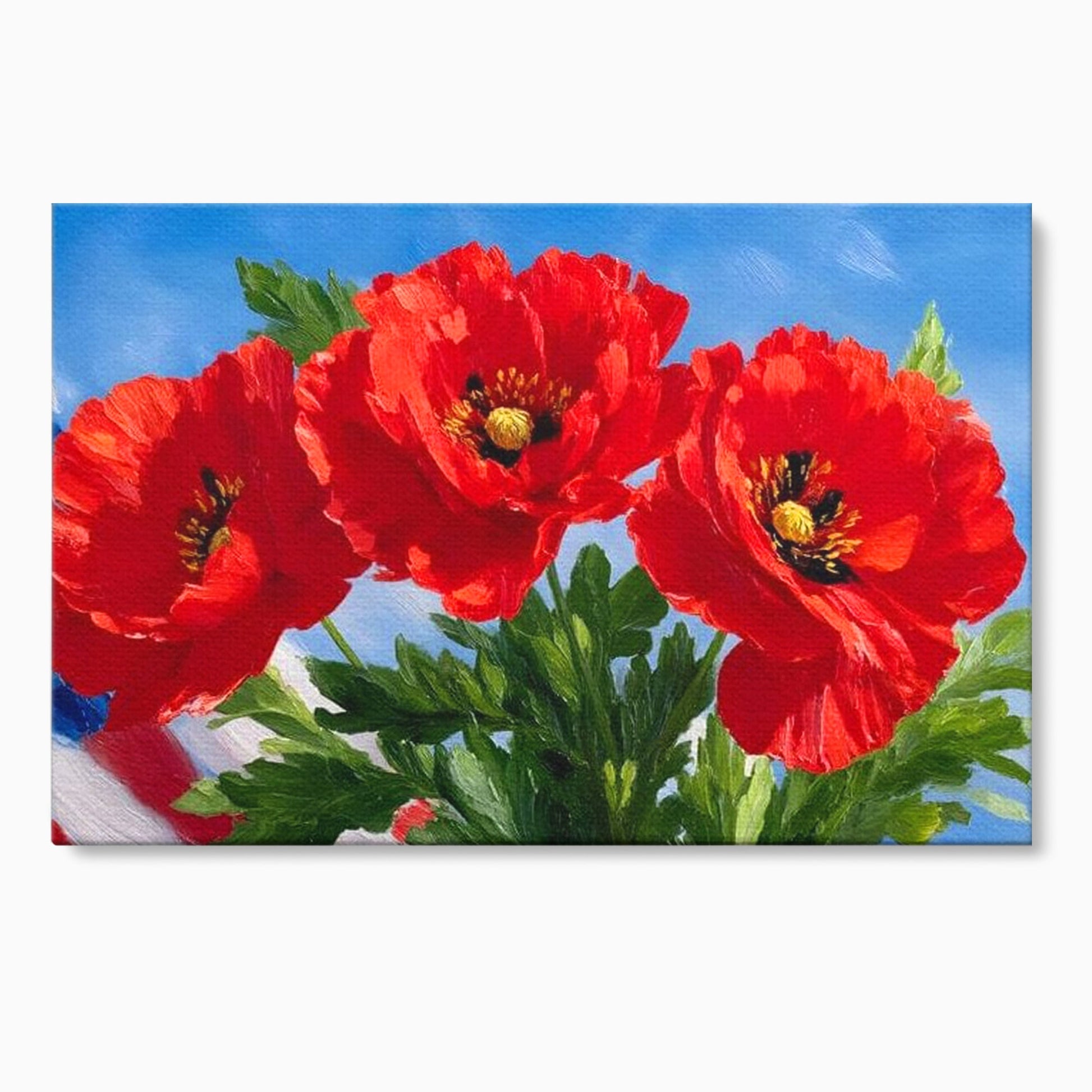 Tablou Canvas Premium, LuxCanva® L1019, Patrie in Petale, Flori, Maci, Petale, Steag, Omagiu, America, Simbol, Natura, Birou, Living, Camera Copii