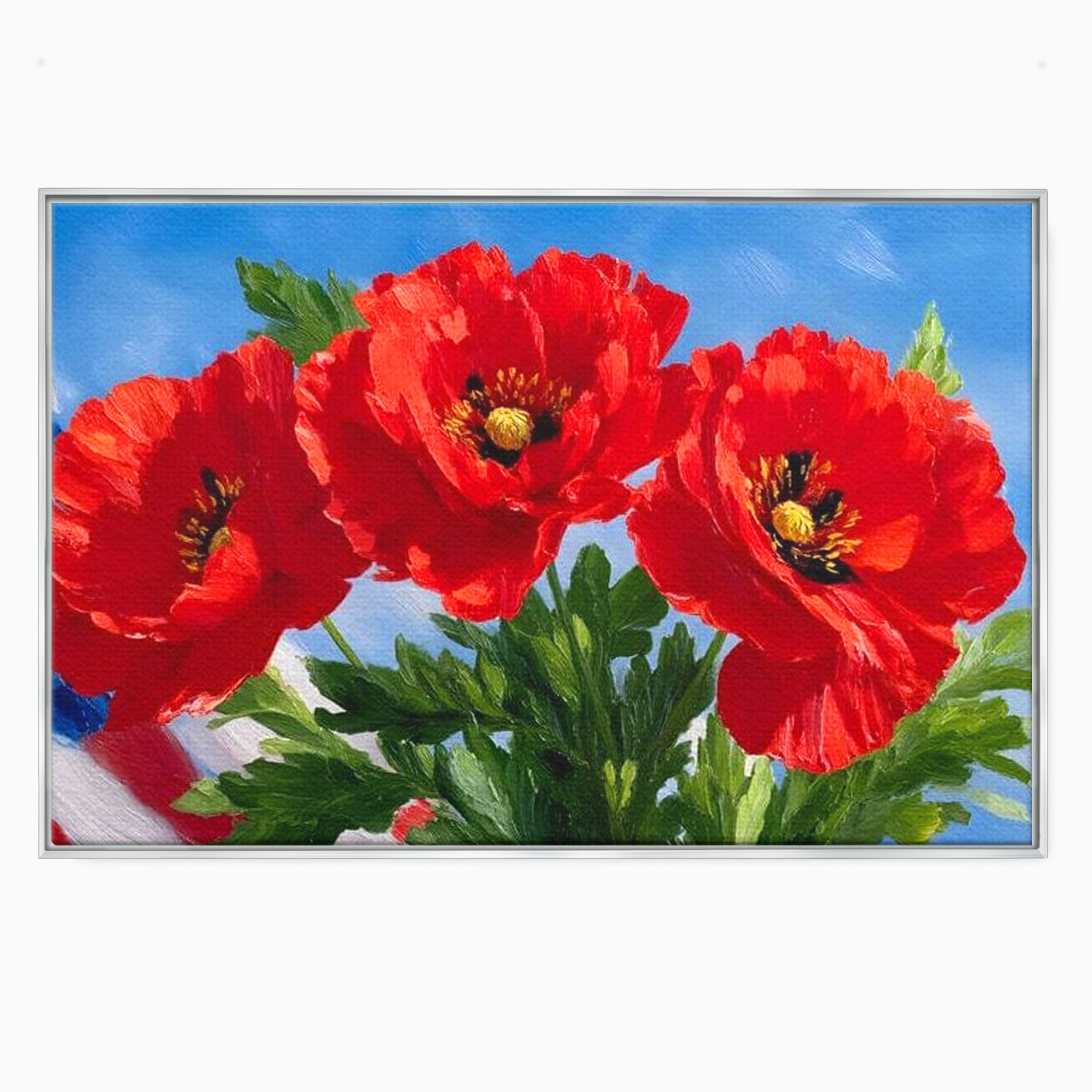 Tablou Canvas Premium, LuxCanva® L1019, Patrie in Petale, Flori, Maci, Petale, Steag, Omagiu, America, Simbol, Natura, Birou, Living, Camera Copii