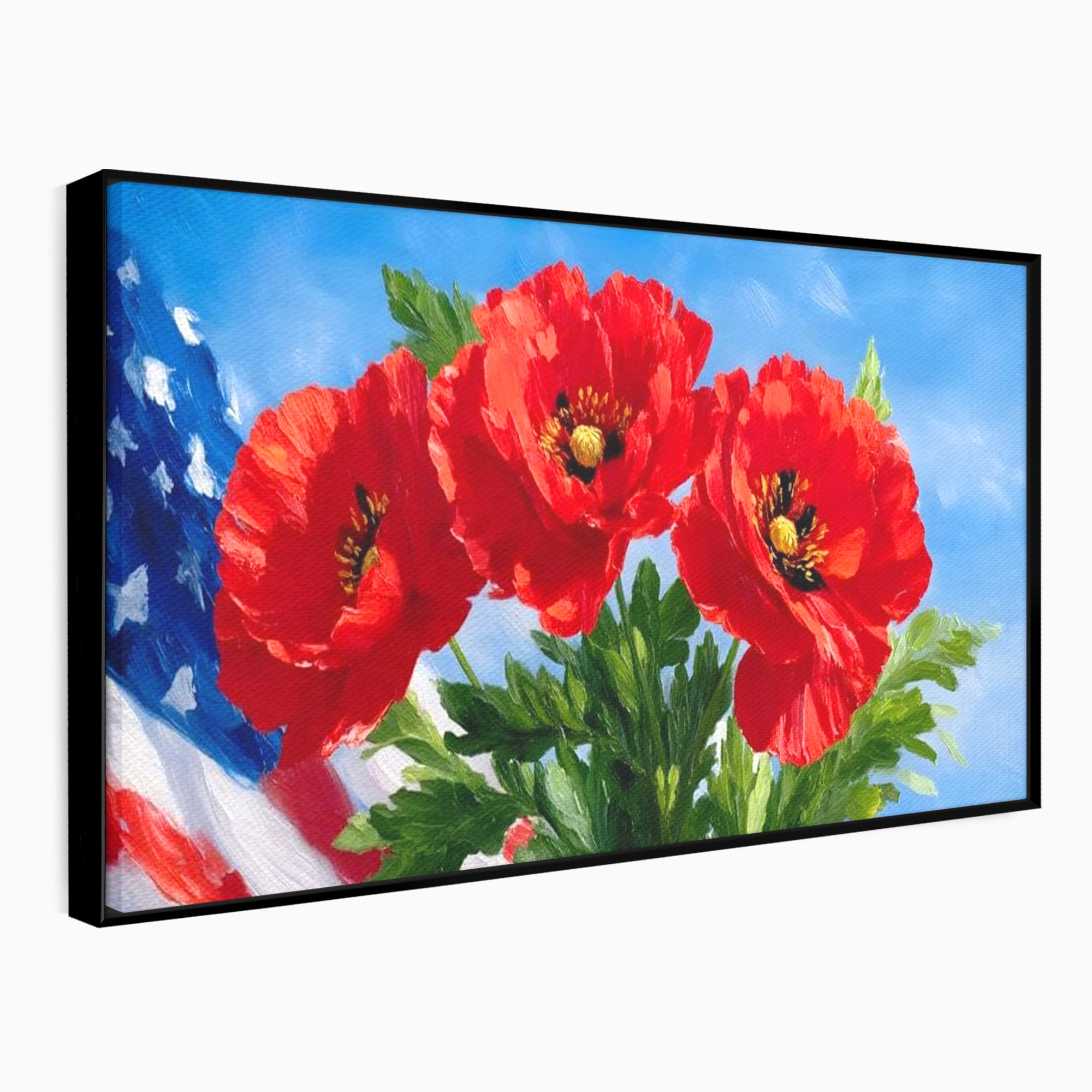 Tablou Canvas Premium, LuxCanva® L1019, Patrie in Petale, Flori, Maci, Petale, Steag, Omagiu, America, Simbol, Natura, Birou, Living, Camera Copii