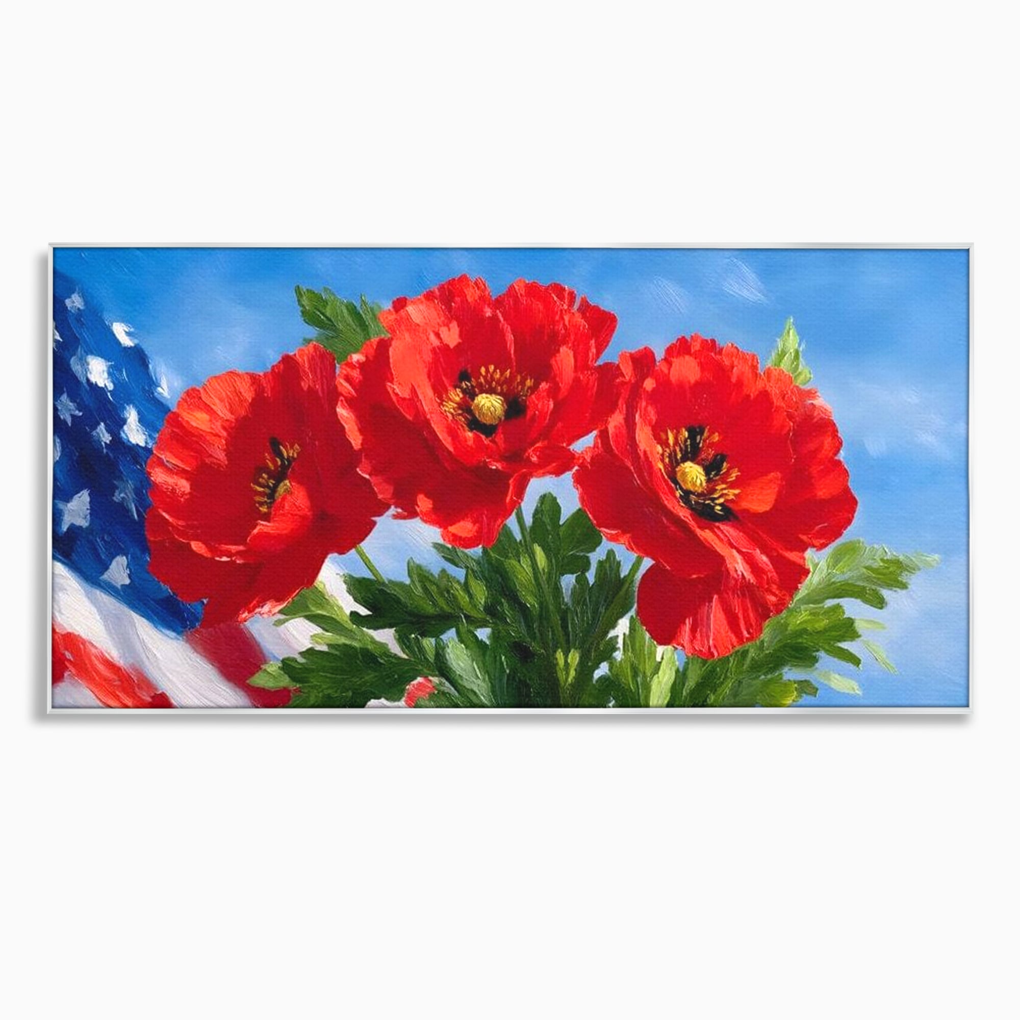 Tablou Canvas Premium, LuxCanva® L1019, Patrie in Petale, Flori, Maci, Petale, Steag, Omagiu, America, Simbol, Natura, Birou, Living, Camera Copii