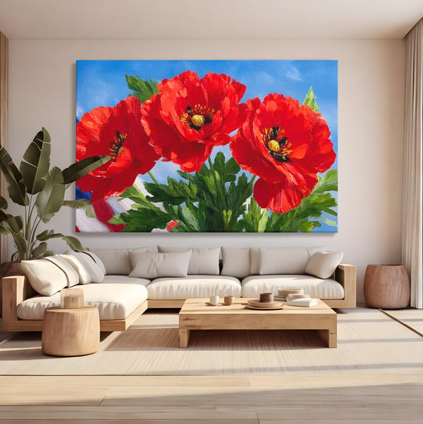 Tablou Canvas Premium, LuxCanva® L1019, Patrie in Petale, Flori, Maci, Petale, Steag, Omagiu, America, Simbol, Natura, Birou, Living, Camera Copii