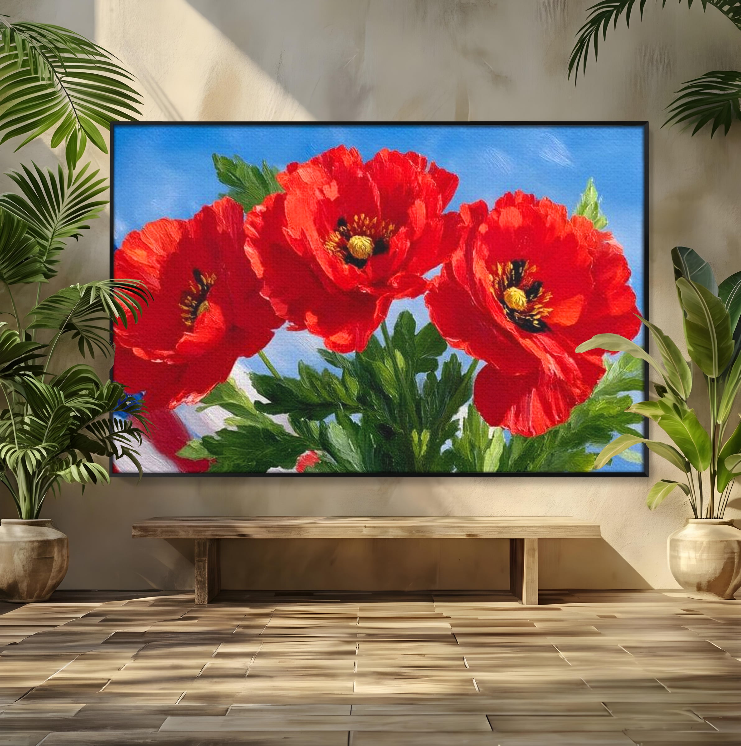 Tablou Canvas Premium, LuxCanva® L1019, Patrie in Petale, Flori, Maci, Petale, Steag, Omagiu, America, Simbol, Natura, Birou, Living, Camera Copii
