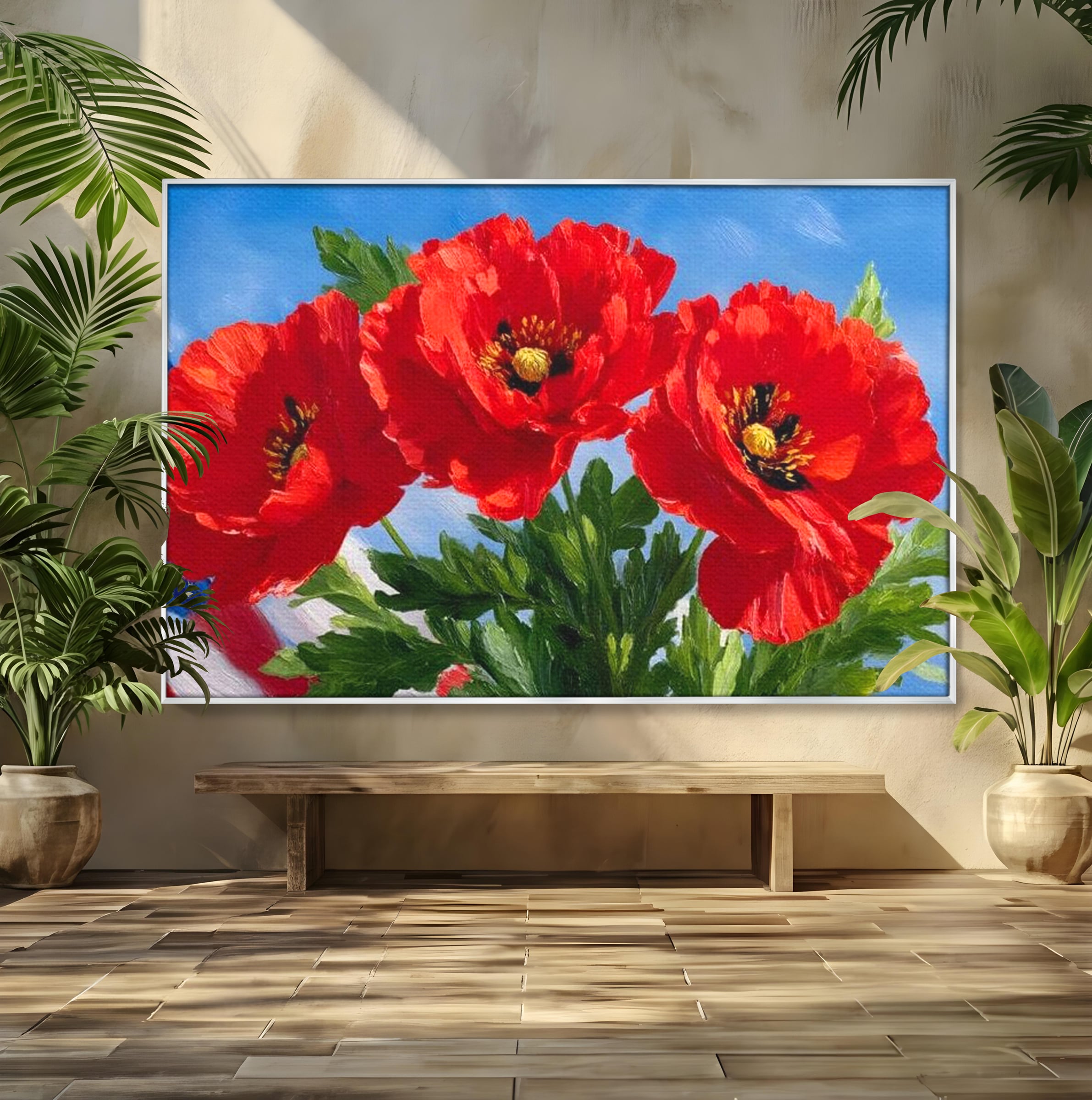 Tablou Canvas Premium, LuxCanva® L1019, Patrie in Petale, Flori, Maci, Petale, Steag, Omagiu, America, Simbol, Natura, Birou, Living, Camera Copii