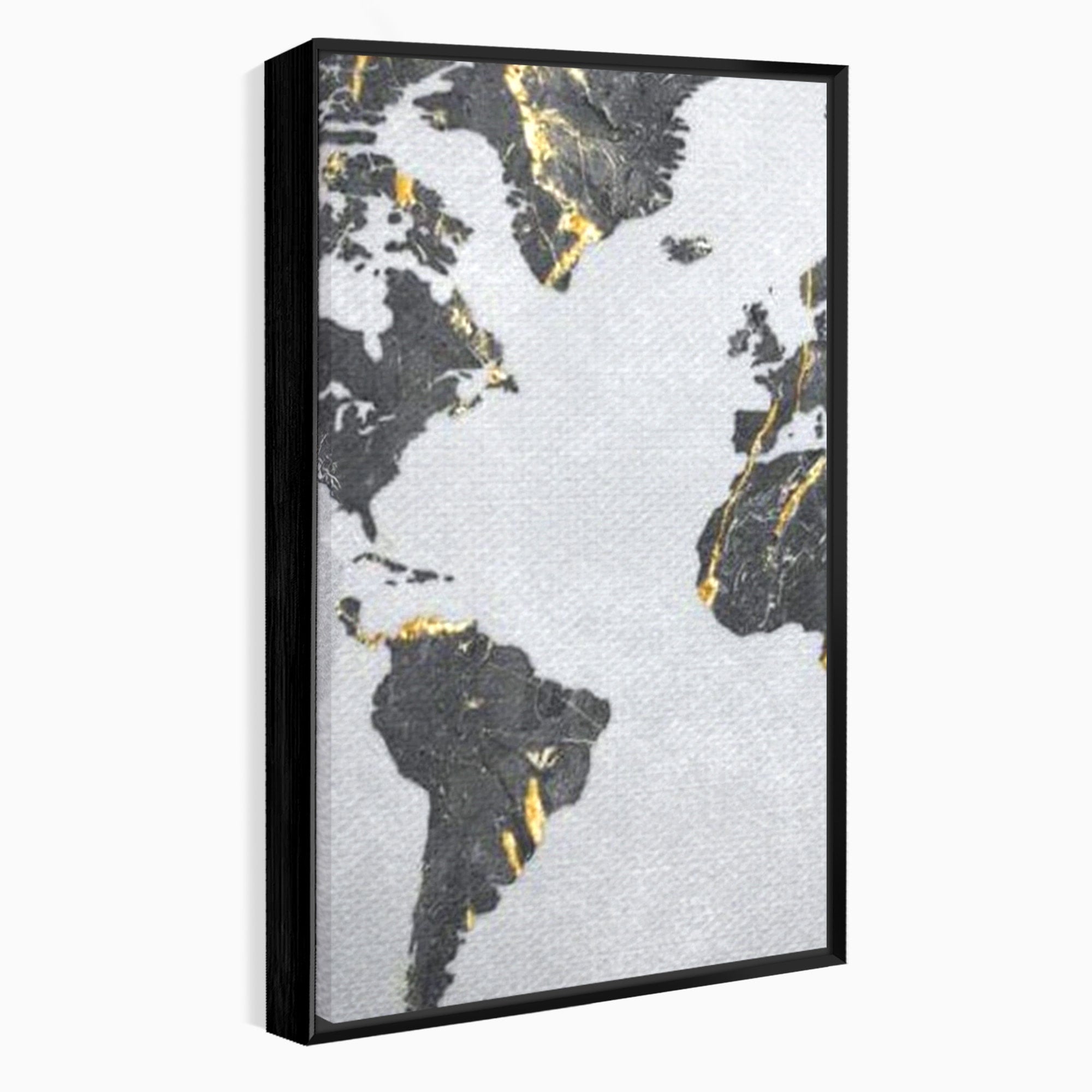 Set 2 Tablouri Canvas Premium LuxCanva® L2-1006, Lumea in Marmura si Aur, Harta, Mapamond, Auriu, Negru, Lux, Marmura, Glam, Gold, Arta Murala, Contemporan, Minimalist