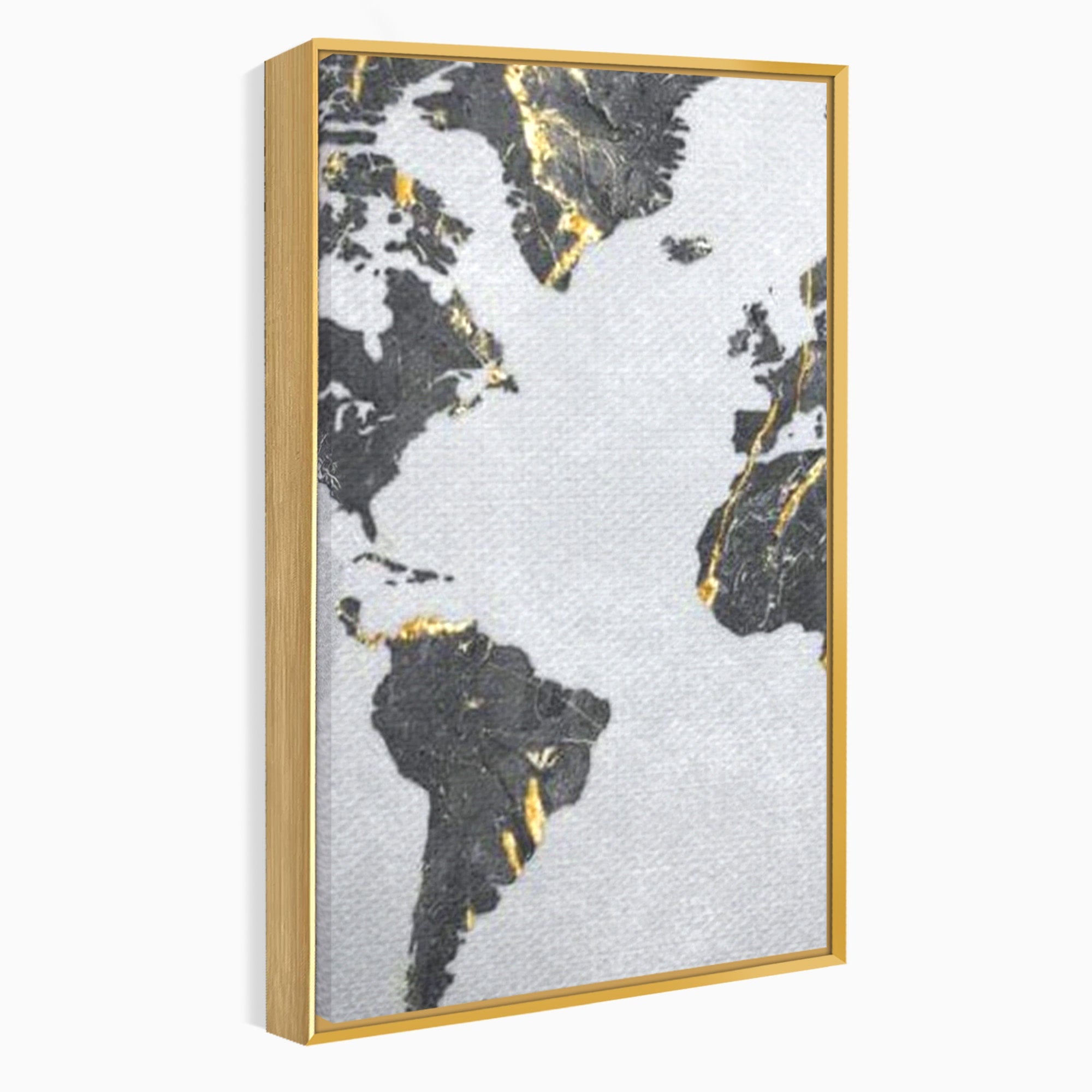 Set 2 Tablouri Canvas Premium LuxCanva® L2-1006, Lumea in Marmura si Aur, Harta, Mapamond, Auriu, Negru, Lux, Marmura, Glam, Gold, Arta Murala, Contemporan, Minimalist