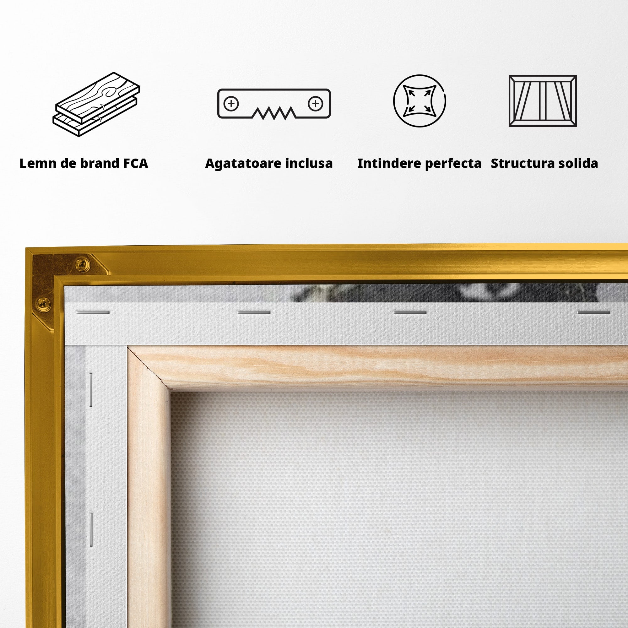 Set 3 Tablouri Canvas Premium LuxCanva® L3-1006, Lumea in Marmura si Aur, Harta, Mapamond, Auriu, Negru, Lux, Marmura, Glam, Gold, Arta Murala, Contemporan, Minimalist