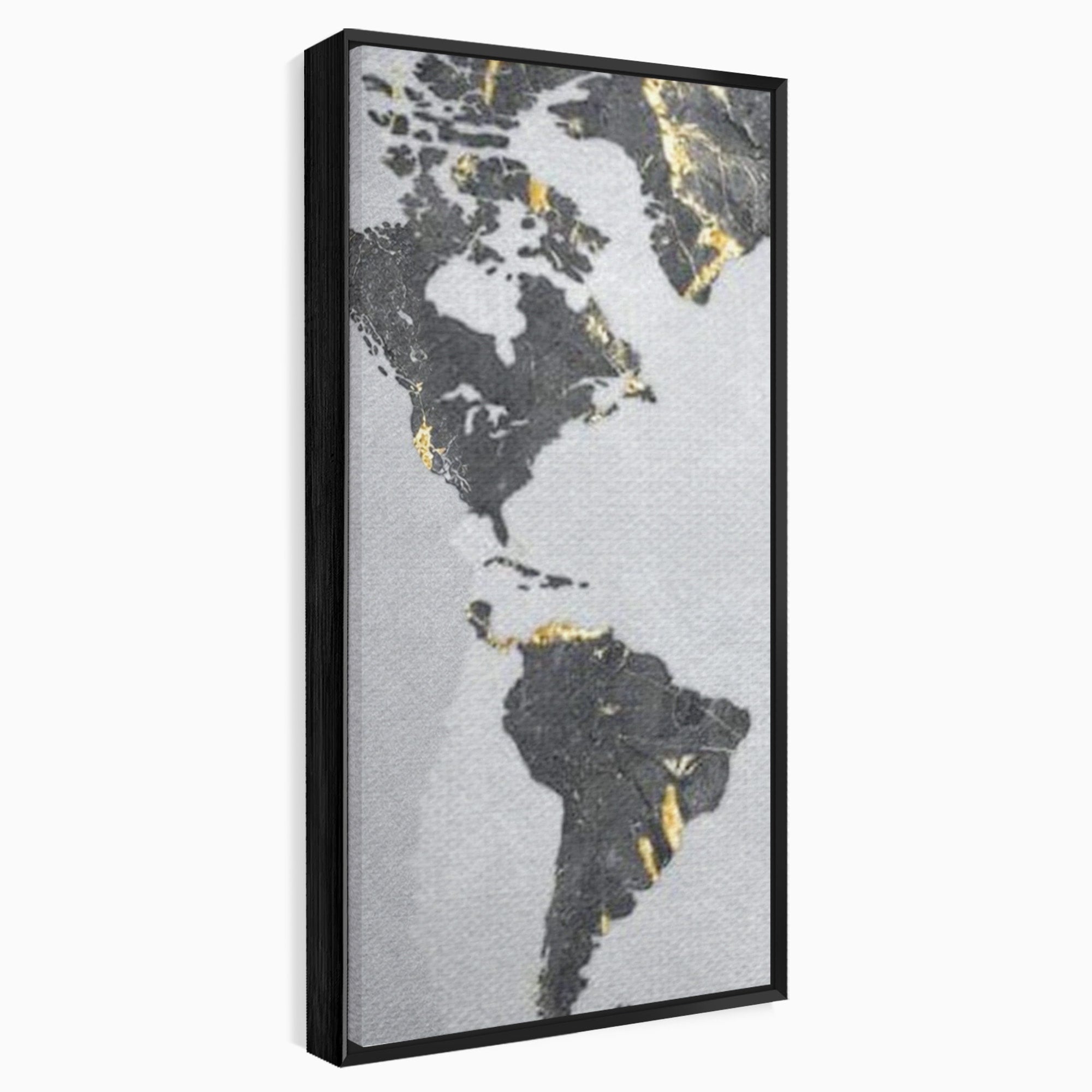 Set 3 Tablouri Canvas Premium LuxCanva® L3-1006, Lumea in Marmura si Aur, Harta, Mapamond, Auriu, Negru, Lux, Marmura, Glam, Gold, Arta Murala, Contemporan, Minimalist