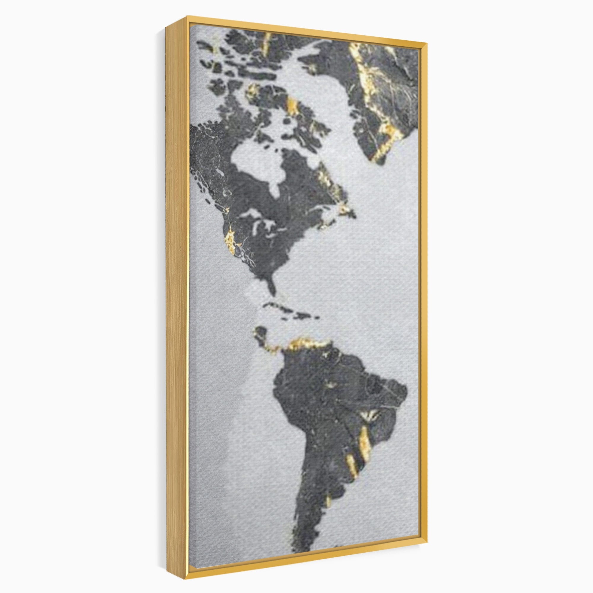 Set 3 Tablouri Canvas Premium LuxCanva® L3-1006, Lumea in Marmura si Aur, Harta, Mapamond, Auriu, Negru, Lux, Marmura, Glam, Gold, Arta Murala, Contemporan, Minimalist