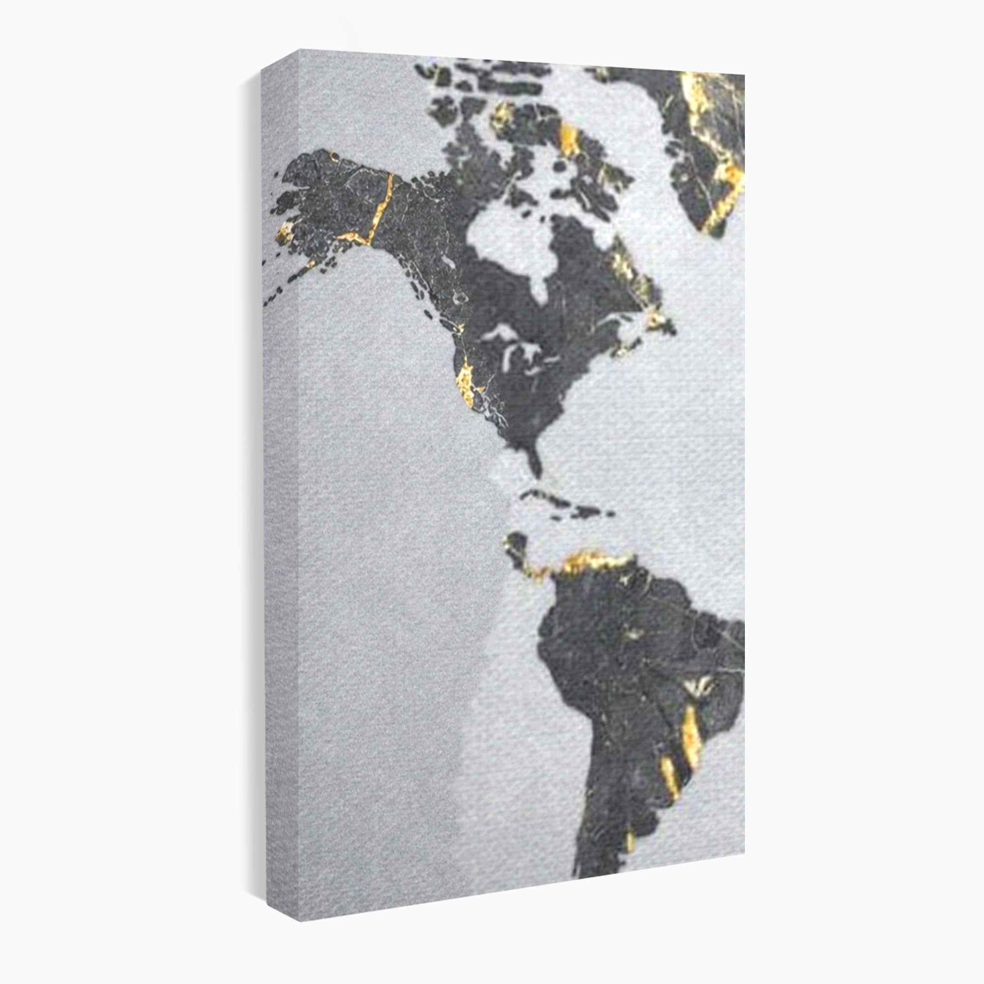 Set 3 Tablouri Canvas Premium LuxCanva® L3-1006, Lumea in Marmura si Aur, Harta, Mapamond, Auriu, Negru, Lux, Marmura, Glam, Gold, Arta Murala, Contemporan, Minimalist