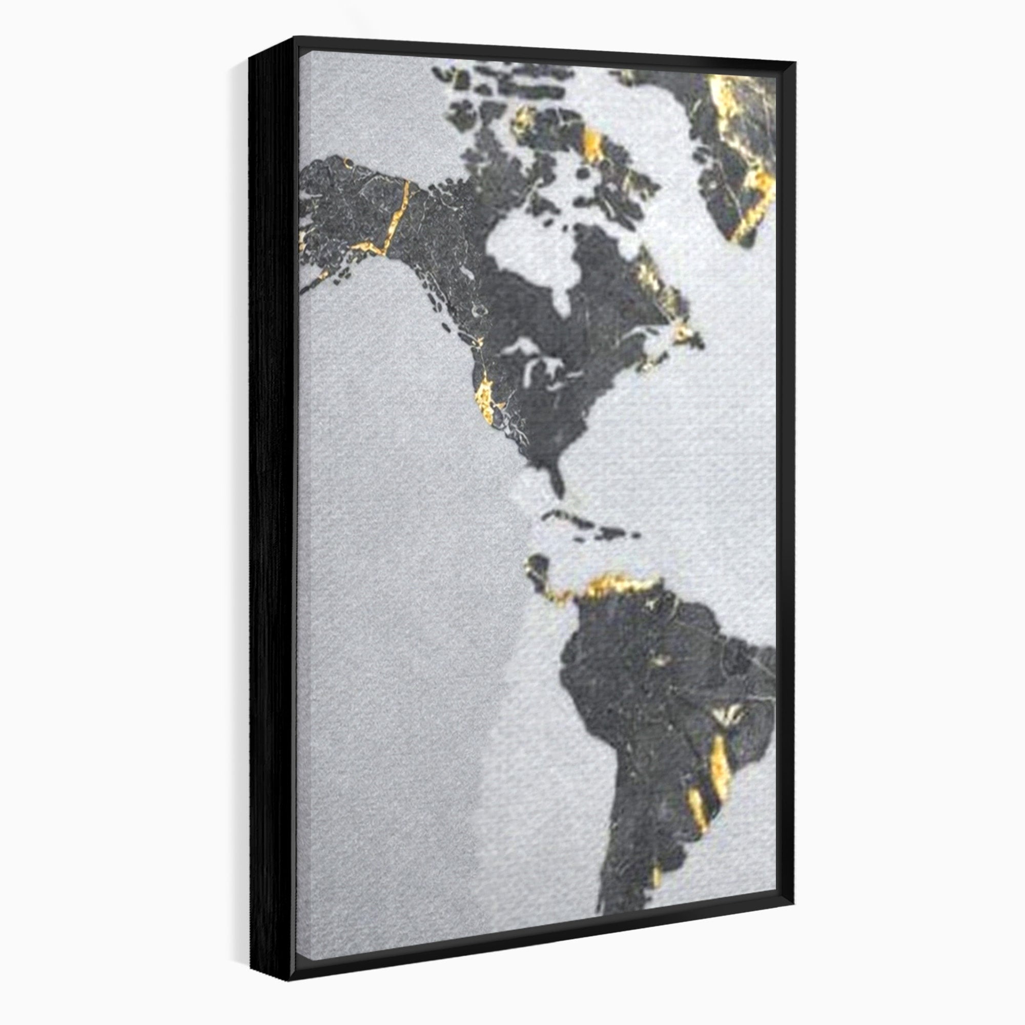 Set 3 Tablouri Canvas Premium LuxCanva® L3-1006, Lumea in Marmura si Aur, Harta, Mapamond, Auriu, Negru, Lux, Marmura, Glam, Gold, Arta Murala, Contemporan, Minimalist