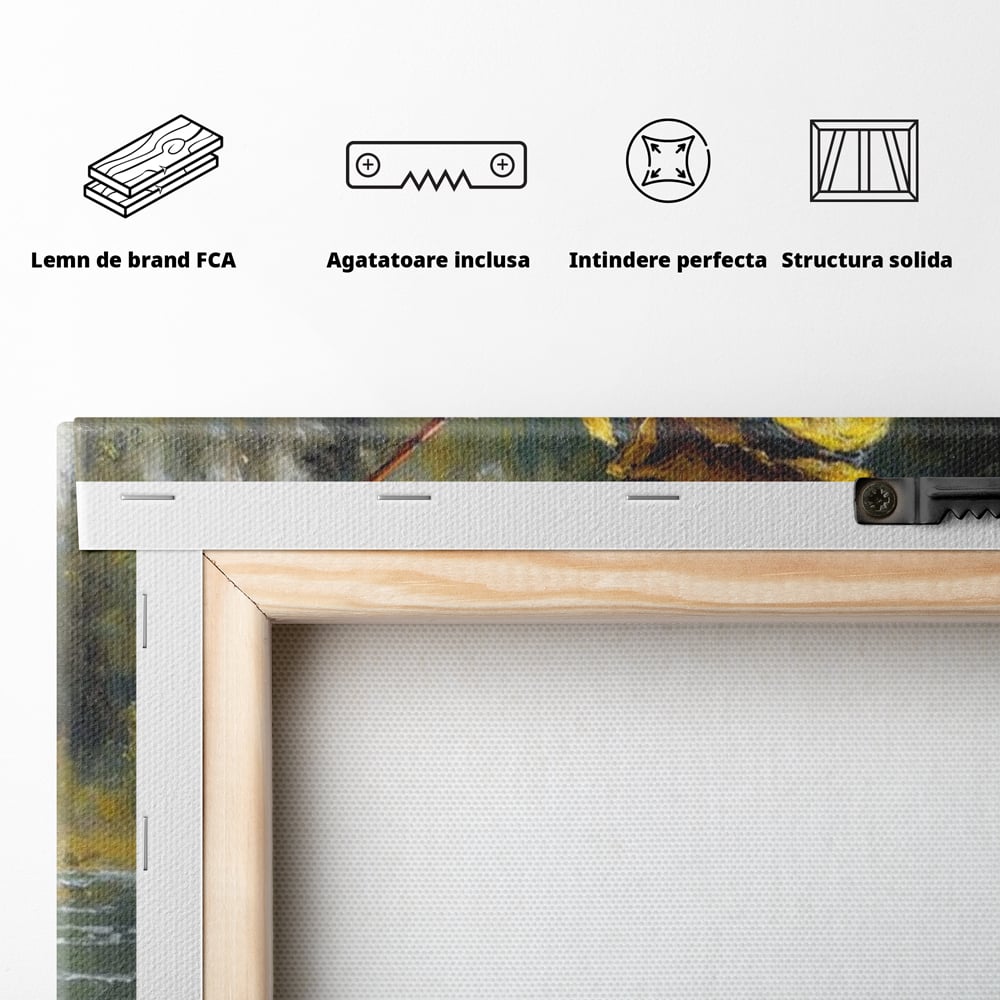 Tablou Canvas Premium, LuxCanva® M1000, Pescarul cu blana, Animale, Fauna, Urs, Blana, Pescuit, Undita, Apa, Natura, Amuzant, Birou, Living, Camera Copii