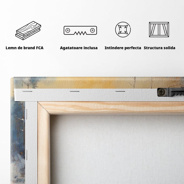 Tablou Canvas Premium, LuxCanva® M1002, Paznicul Padurii Inzapezite, Padure, Zapada, Iarna, Copaci, Frig, Urs, Animal, Peisaj, Birou, Living, Camera Copii