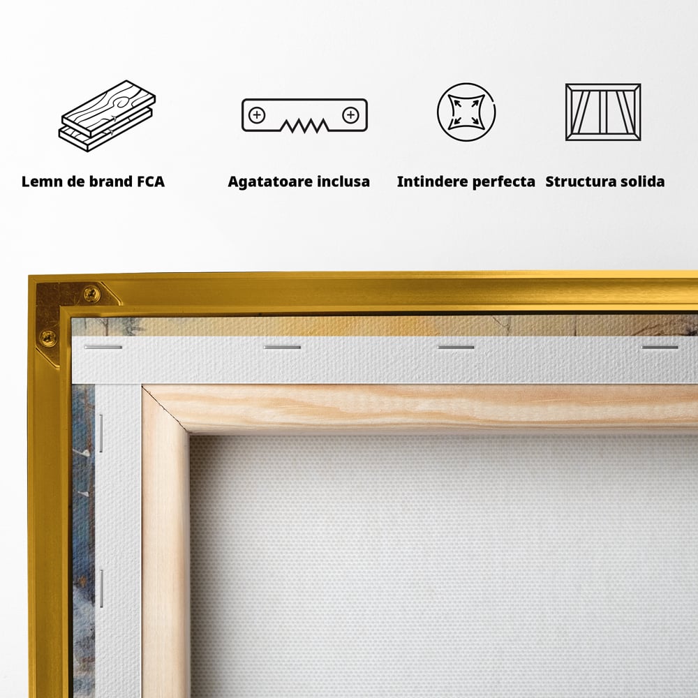Tablou Canvas Premium, LuxCanva® M1002, Paznicul Padurii Inzapezite, Padure, Zapada, Iarna, Copaci, Frig, Urs, Animal, Peisaj, Birou, Living, Camera Copii
