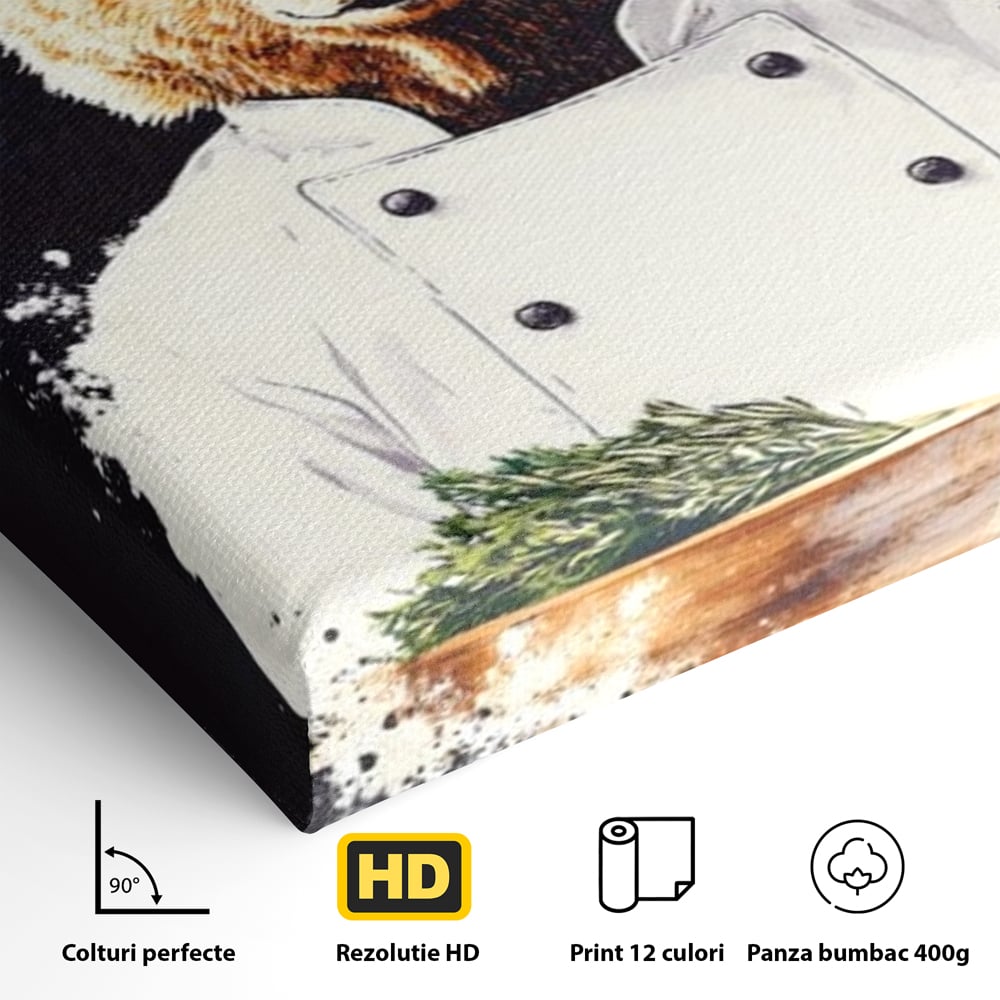 Leinwand Premium Canvas Wall Art, LuxCanva® M1003, Meisterkoch Bär, Uniform, Haube, Koch, Rezept, Portrait, Bär, Humor, Küche, Büro, Wohnzimmer, Kinderzimmer