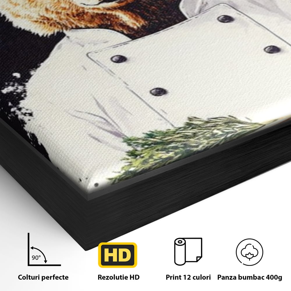 Leinwand Premium Canvas Wall Art, LuxCanva® M1003, Meisterkoch Bär, Uniform, Haube, Koch, Rezept, Portrait, Bär, Humor, Küche, Büro, Wohnzimmer, Kinderzimmer