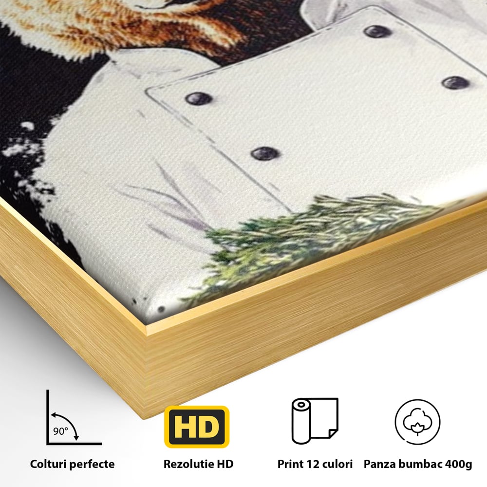 Leinwand Premium Canvas Wall Art, LuxCanva® M1003, Meisterkoch Bär, Uniform, Haube, Koch, Rezept, Portrait, Bär, Humor, Küche, Büro, Wohnzimmer, Kinderzimmer
