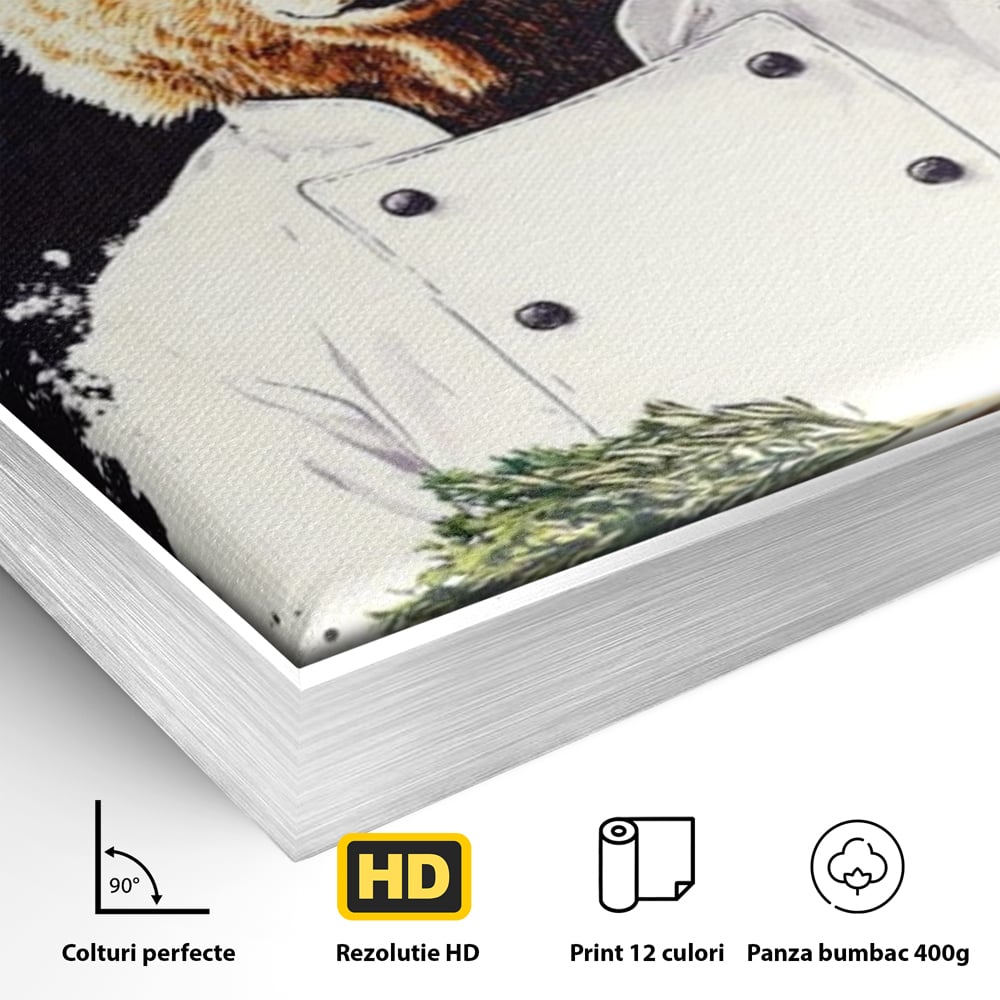 Leinwand Premium Canvas Wall Art, LuxCanva® M1003, Meisterkoch Bär, Uniform, Haube, Koch, Rezept, Portrait, Bär, Humor, Küche, Büro, Wohnzimmer, Kinderzimmer