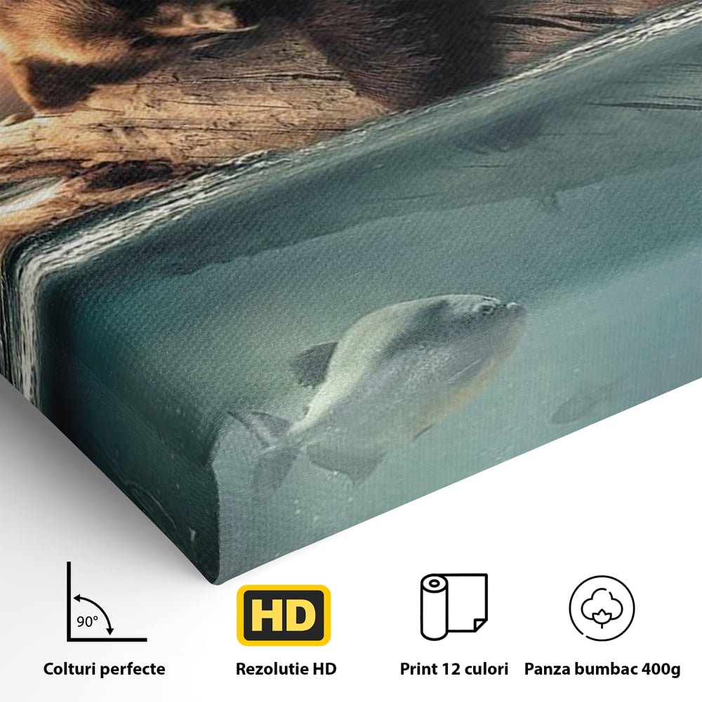 Tablou Canvas Premium, LuxCanva® M1005, Repaos pe Ape Line, Pesti, Apa, Liniste, Relaxare, Apus, Somn, Vanatoare, Urs, Natura, Birou, Living, Camera Copii