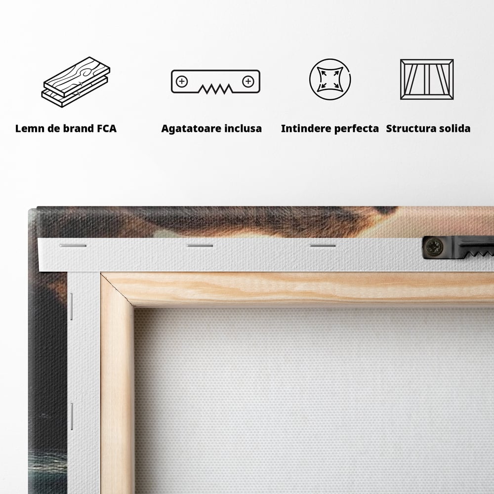 Tablou Canvas Premium, LuxCanva® M1005, Repaos pe Ape Line, Pesti, Apa, Liniste, Relaxare, Apus, Somn, Vanatoare, Urs, Natura, Birou, Living, Camera Copii