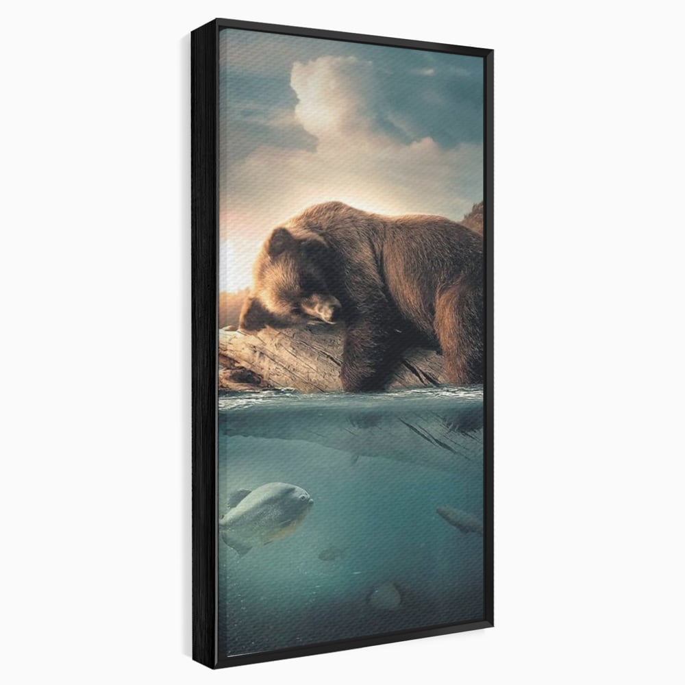 Tablou Canvas Premium, LuxCanva® M1005, Repaos pe Ape Line, Pesti, Apa, Liniste, Relaxare, Apus, Somn, Vanatoare, Urs, Natura, Birou, Living, Camera Copii