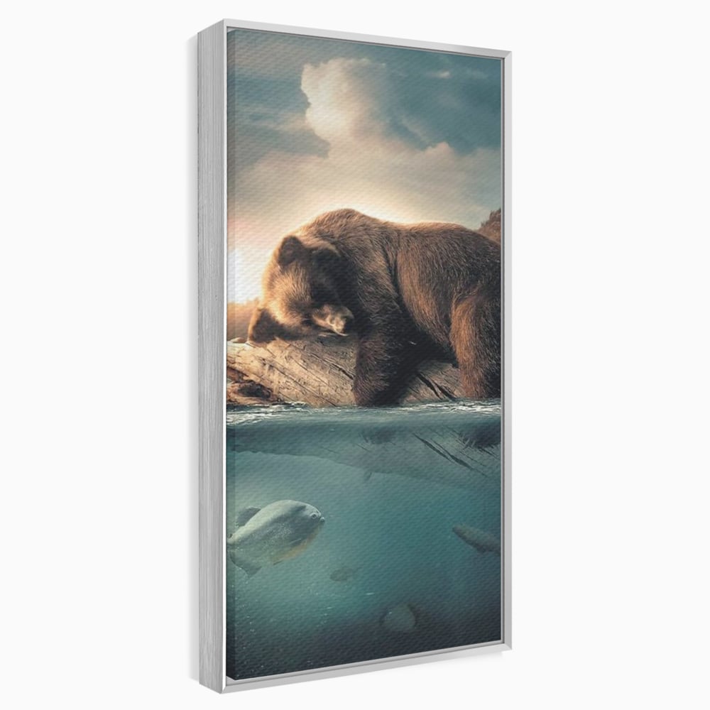 Tablou Canvas Premium, LuxCanva® M1005, Repaos pe Ape Line, Pesti, Apa, Liniste, Relaxare, Apus, Somn, Vanatoare, Urs, Natura, Birou, Living, Camera Copii