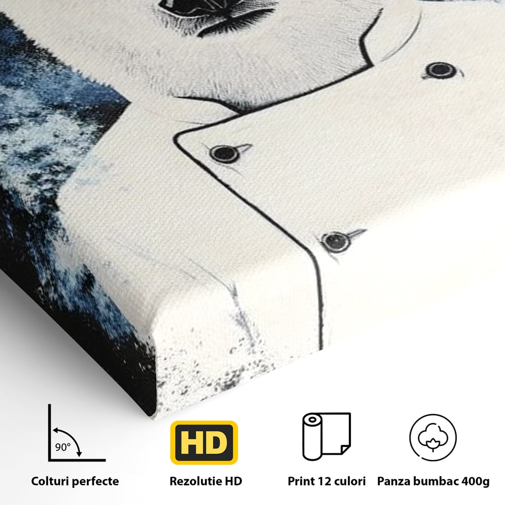 Leinwand Wandkunst Canvas Premium, LuxCanva® M1008, Northern Kitchen, Koch, Koch, weiß, Tier, Bär, Rezepte, Kulinarik, Gastronomie, Küche, Büro, Wohnen, Kinderzimmer