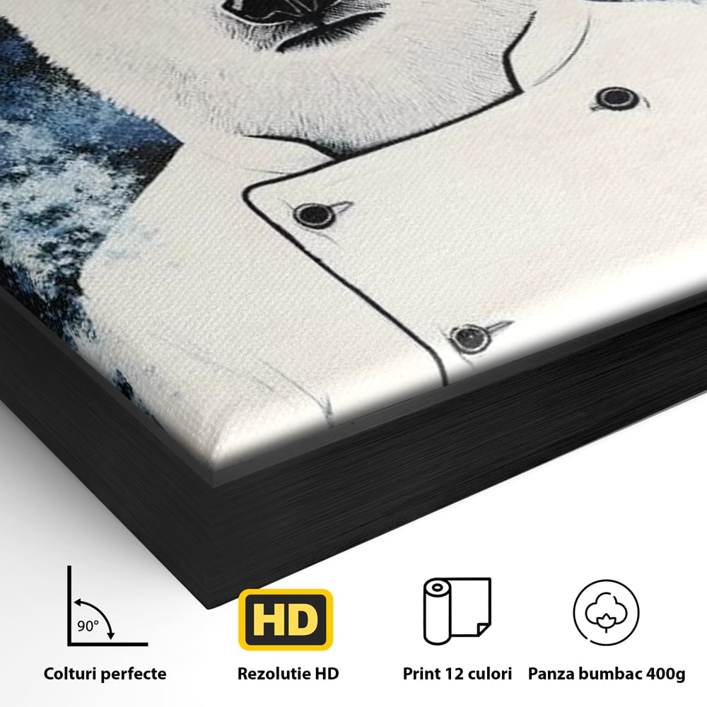 Leinwand Wandkunst Canvas Premium, LuxCanva® M1008, Northern Kitchen, Koch, Koch, weiß, Tier, Bär, Rezepte, Kulinarik, Gastronomie, Küche, Büro, Wohnen, Kinderzimmer