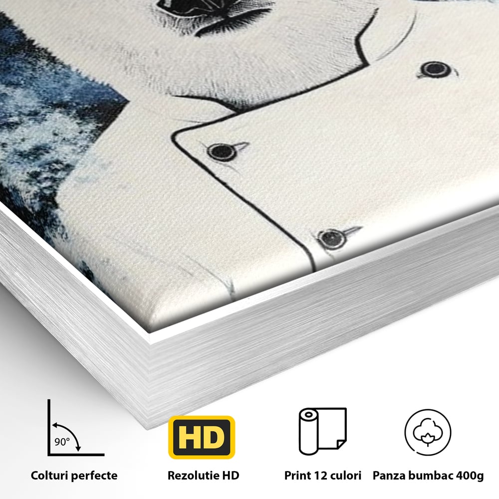 Leinwand Wandkunst Canvas Premium, LuxCanva® M1008, Northern Kitchen, Koch, Koch, weiß, Tier, Bär, Rezepte, Kulinarik, Gastronomie, Küche, Büro, Wohnen, Kinderzimmer