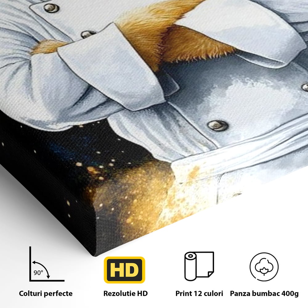 Leinwand Wandkunst Canvas Premium, LuxCanva® M1009, Pelzige Meister, Motivation, Einstellung, Macht, Bär, Kochen, Weiß, Lustig, Küche, Büro, Wohnen, Kinderzimmer