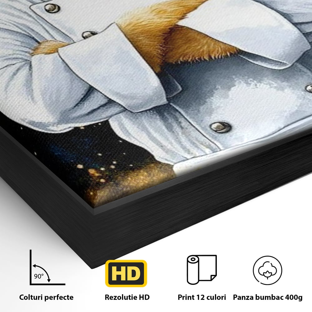 Leinwand Wandkunst Canvas Premium, LuxCanva® M1009, Pelzige Meister, Motivation, Einstellung, Macht, Bär, Kochen, Weiß, Lustig, Küche, Büro, Wohnen, Kinderzimmer