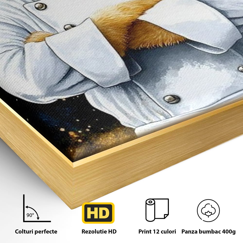 Leinwand Wandkunst Canvas Premium, LuxCanva® M1009, Pelzige Meister, Motivation, Einstellung, Macht, Bär, Kochen, Weiß, Lustig, Küche, Büro, Wohnen, Kinderzimmer
