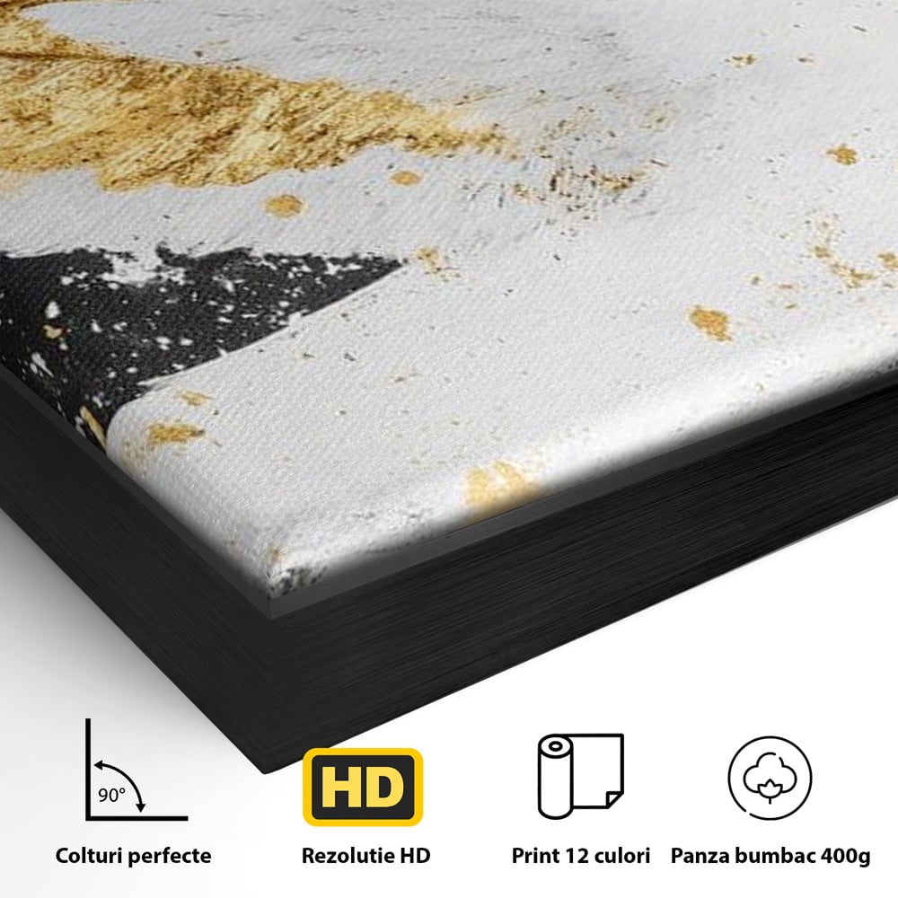 Leinwandbilder Premium, LuxCanva® M1011, Goldfarbener Schwan, Elegant, Portrait, Vogel, Vogel, Schwan, Gold, Kontrast, Flügel, Federn, Büro, Wohnen, Kinderzimmer