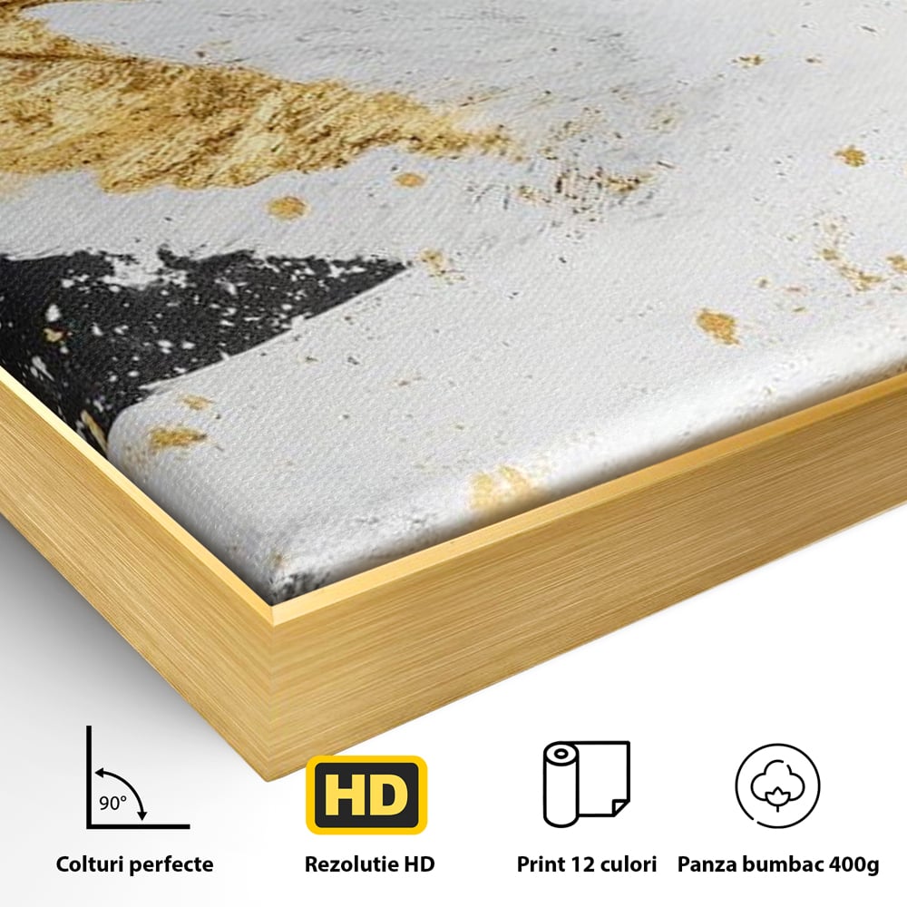 Leinwandbilder Premium, LuxCanva® M1011, Goldfarbener Schwan, Elegant, Portrait, Vogel, Vogel, Schwan, Gold, Kontrast, Flügel, Federn, Büro, Wohnen, Kinderzimmer