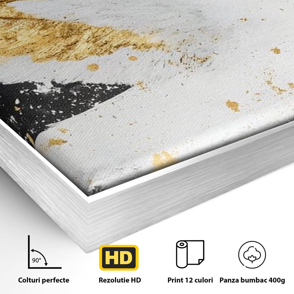 Leinwandbilder Premium, LuxCanva® M1011, Goldfarbener Schwan, Elegant, Portrait, Vogel, Vogel, Schwan, Gold, Kontrast, Flügel, Federn, Büro, Wohnen, Kinderzimmer