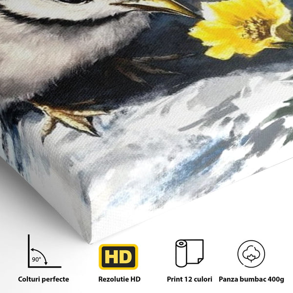 Tablou Canvas Premium, LuxCanva® M1013, Esenta Gingasiei, Pui, Floare, Inocenta, Copilarie, Puritate, Viata, Natura, Pasare, Fragil, Birou, Living, Camera Copii