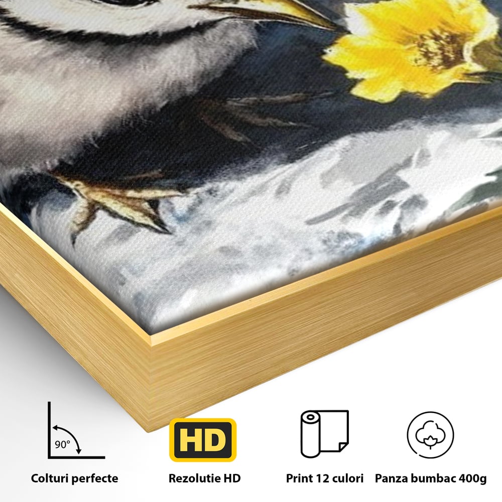 Tablou Canvas Premium, LuxCanva® M1013, Esenta Gingasiei, Pui, Floare, Inocenta, Copilarie, Puritate, Viata, Natura, Pasare, Fragil, Birou, Living, Camera Copii