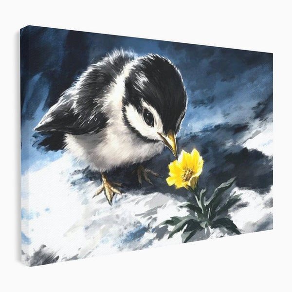Tablou Canvas Premium, LuxCanva® M1013, Esenta Gingasiei, Pui, Floare, Inocenta, Copilarie, Puritate, Viata, Natura, Pasare, Fragil, Birou, Living, Camera Copii