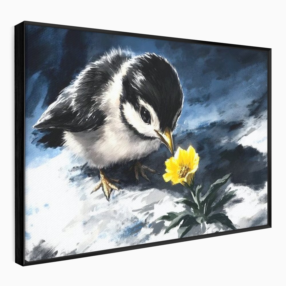 Tablou Canvas Premium, LuxCanva® M1013, Esenta Gingasiei, Pui, Floare, Inocenta, Copilarie, Puritate, Viata, Natura, Pasare, Fragil, Birou, Living, Camera Copii