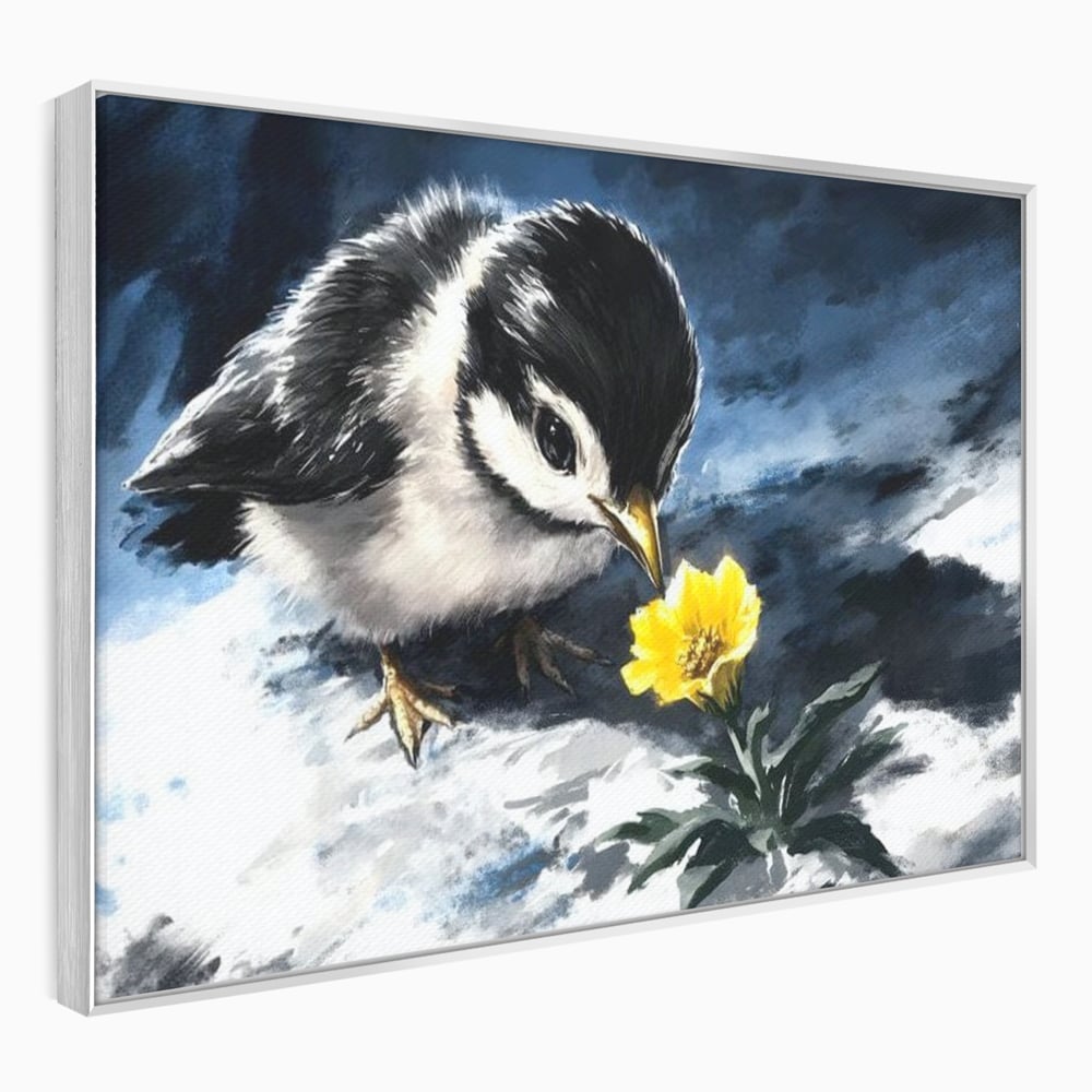 Tablou Canvas Premium, LuxCanva® M1013, Esenta Gingasiei, Pui, Floare, Inocenta, Copilarie, Puritate, Viata, Natura, Pasare, Fragil, Birou, Living, Camera Copii