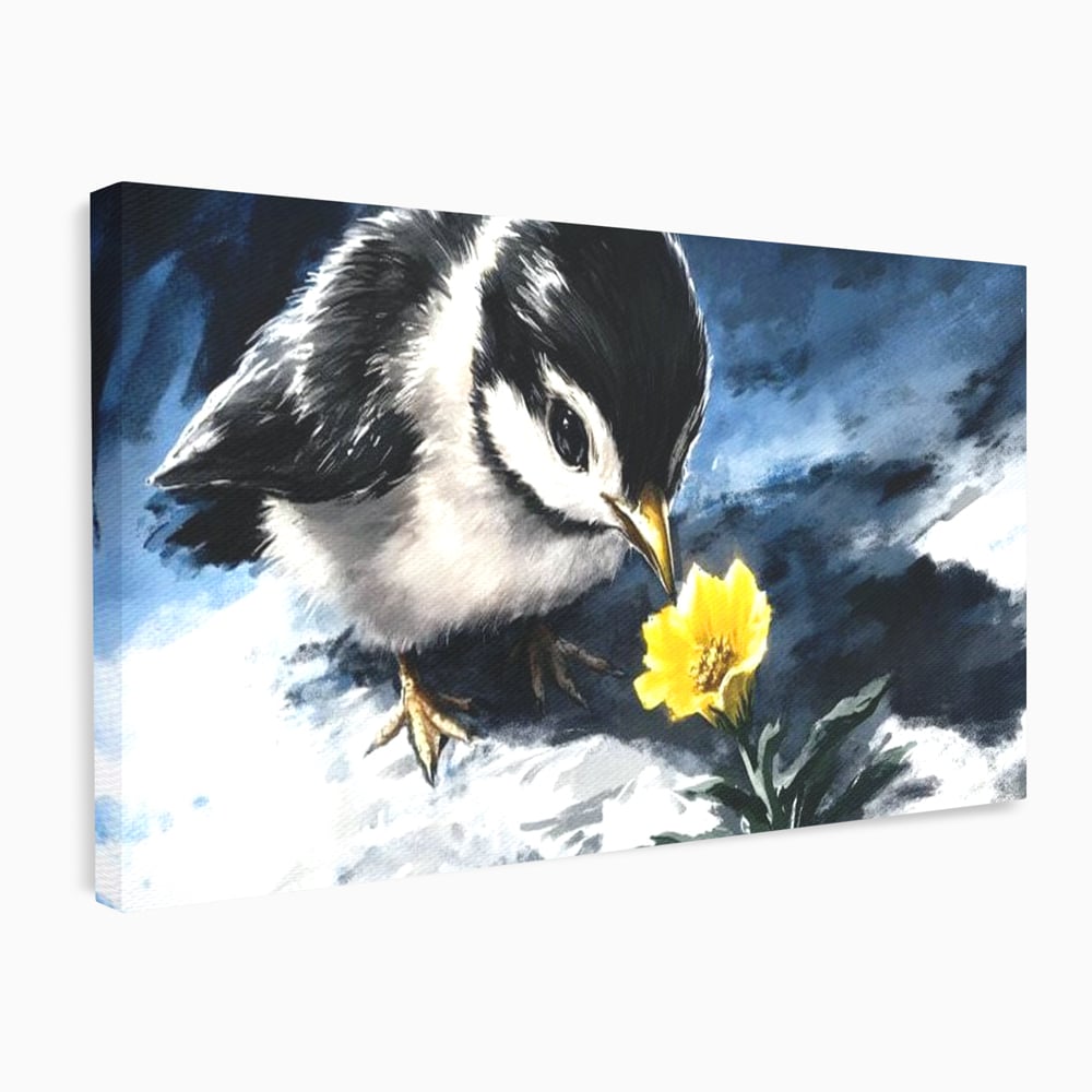 Tablou Canvas Premium, LuxCanva® M1013, Esenta Gingasiei, Pui, Floare, Inocenta, Copilarie, Puritate, Viata, Natura, Pasare, Fragil, Birou, Living, Camera Copii