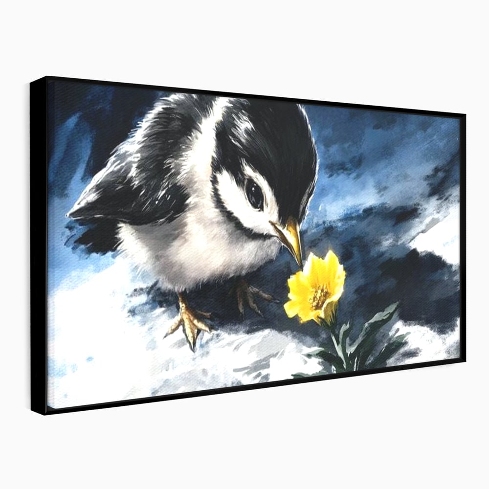 Tablou Canvas Premium, LuxCanva® M1013, Esenta Gingasiei, Pui, Floare, Inocenta, Copilarie, Puritate, Viata, Natura, Pasare, Fragil, Birou, Living, Camera Copii