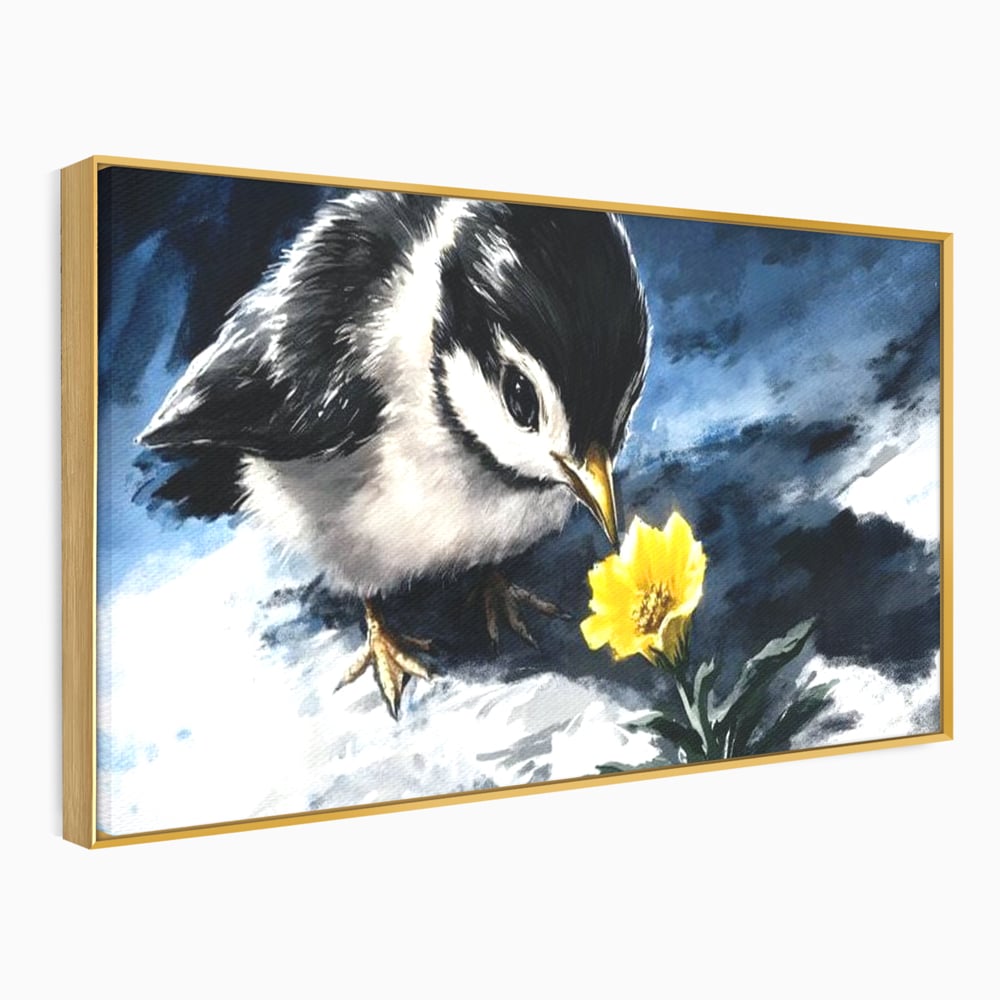 Tablou Canvas Premium, LuxCanva® M1013, Esenta Gingasiei, Pui, Floare, Inocenta, Copilarie, Puritate, Viata, Natura, Pasare, Fragil, Birou, Living, Camera Copii