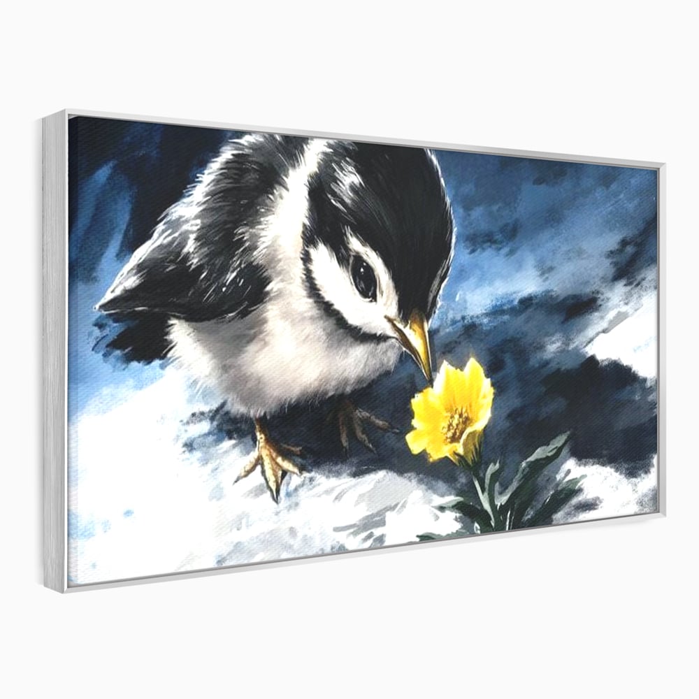Tablou Canvas Premium, LuxCanva® M1013, Esenta Gingasiei, Pui, Floare, Inocenta, Copilarie, Puritate, Viata, Natura, Pasare, Fragil, Birou, Living, Camera Copii