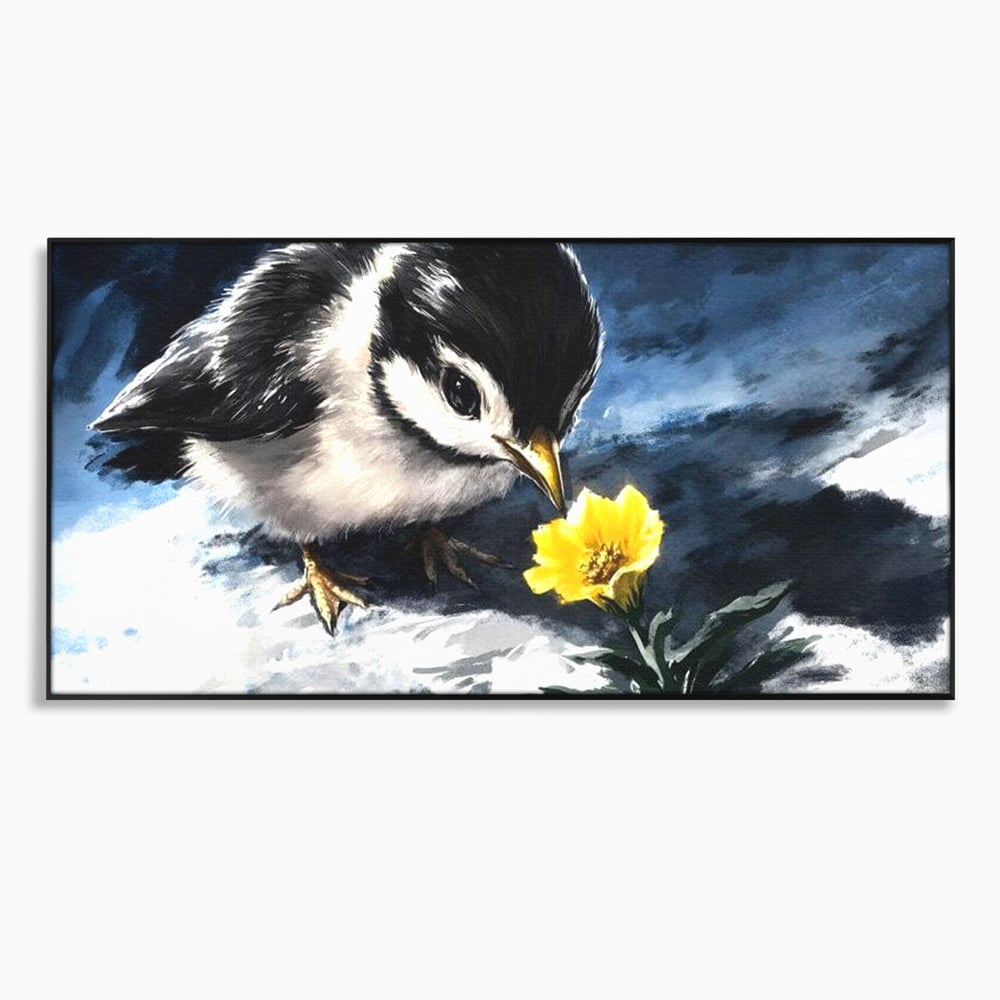 Tablou Canvas Premium, LuxCanva® M1013, Esenta Gingasiei, Pui, Floare, Inocenta, Copilarie, Puritate, Viata, Natura, Pasare, Fragil, Birou, Living, Camera Copii